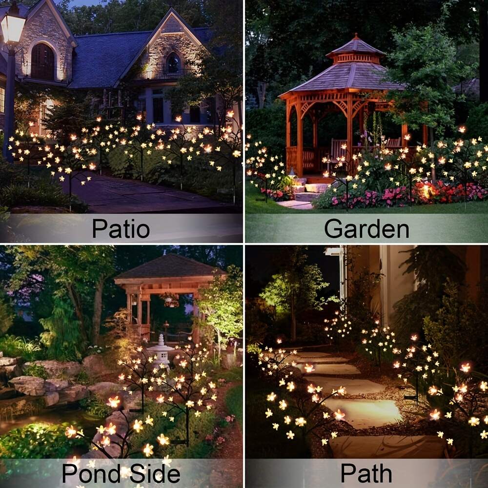 1pc Solar Cherry Lamp Landscape Tree Lamp LED String Lamp Outdoor Waterproof Lamp For Pathway, Patio, Yard, Lawn, Backyard, Garden, Christmas Decoration