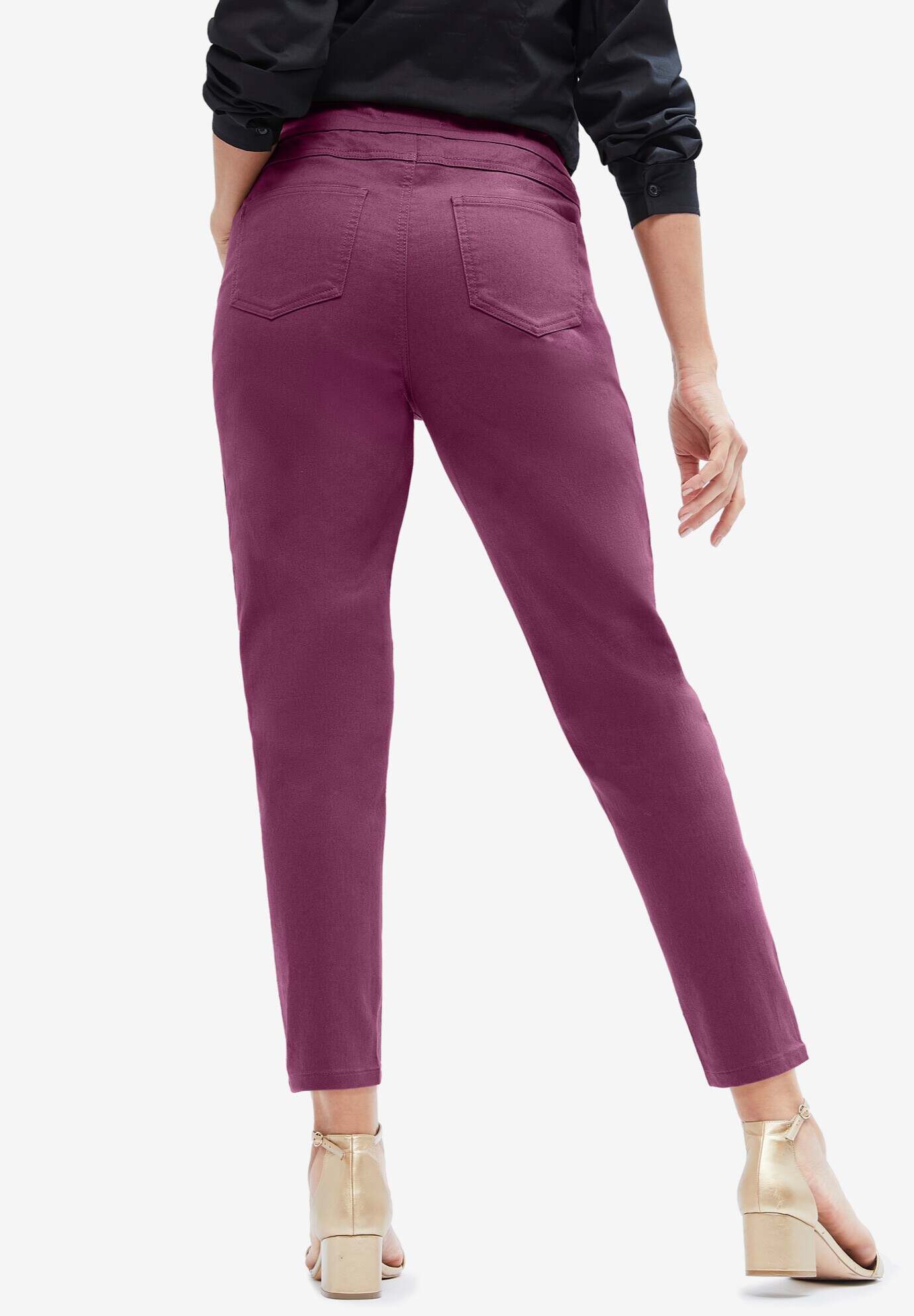 Comfort Waist Stretch Denim Side Button Ankle Jean