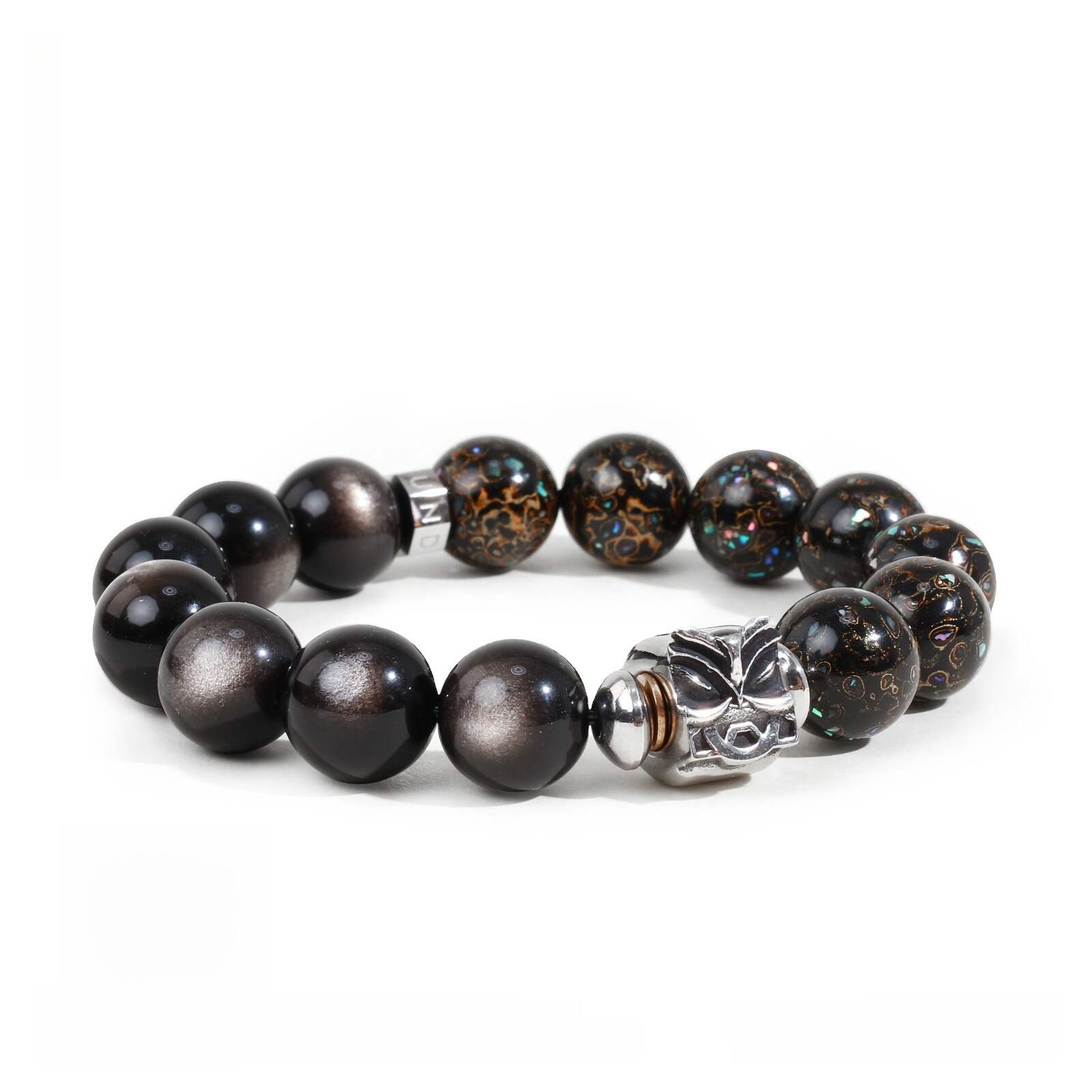 Pixiu Silver Obsidian Wealth-Attracting and Good Luck Lacquer Bead Bracelet