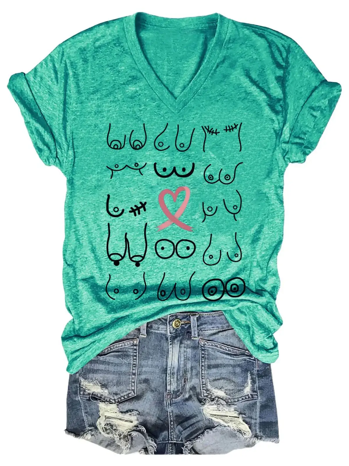 Breast Cancer Awareness Art Casual T-shirt