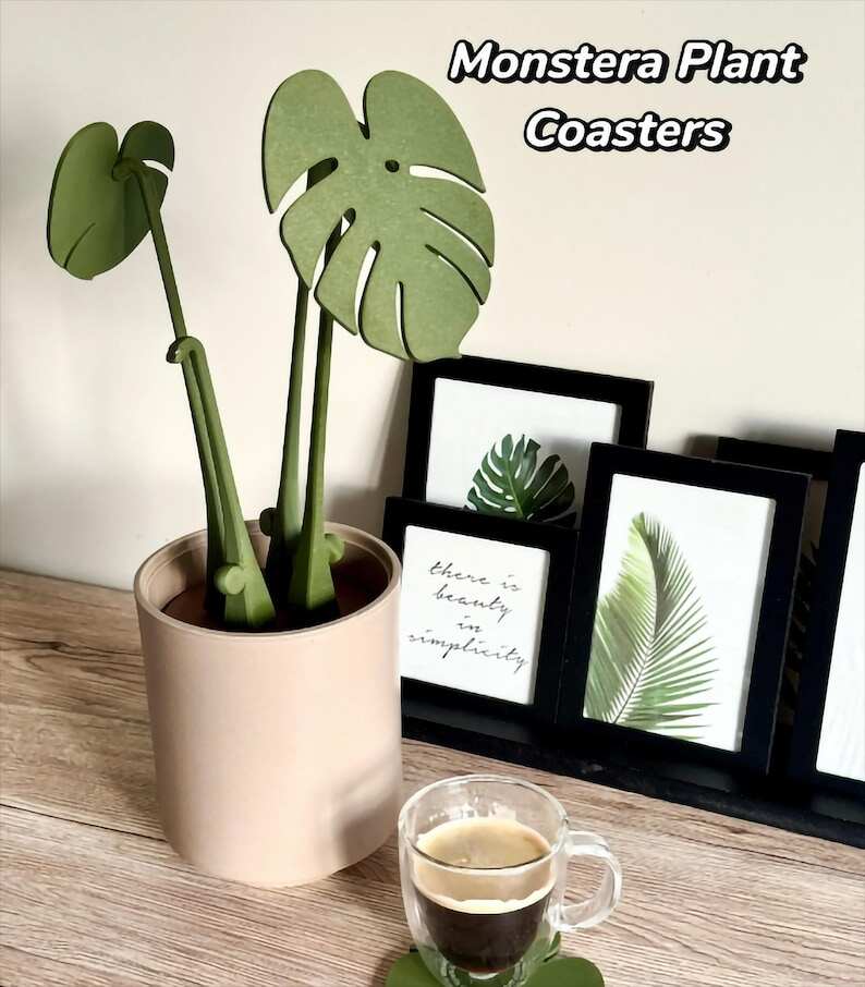 Monstera Leaf Coaster Set