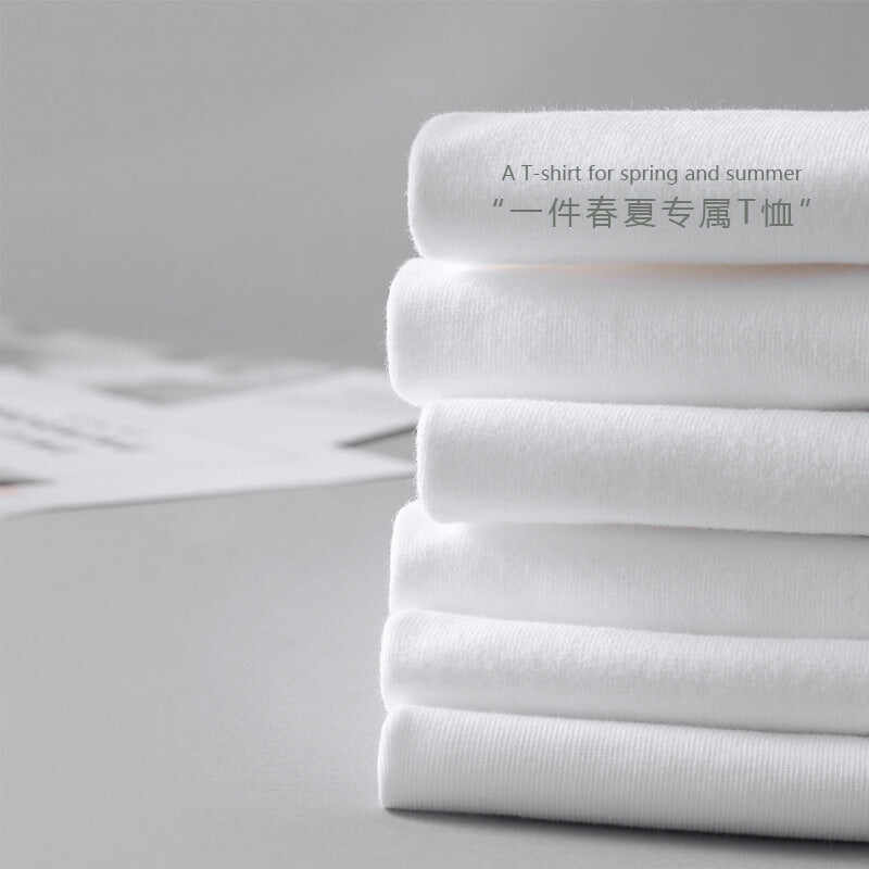 Women's Cotton White Short-sleeved Slim Korean Style