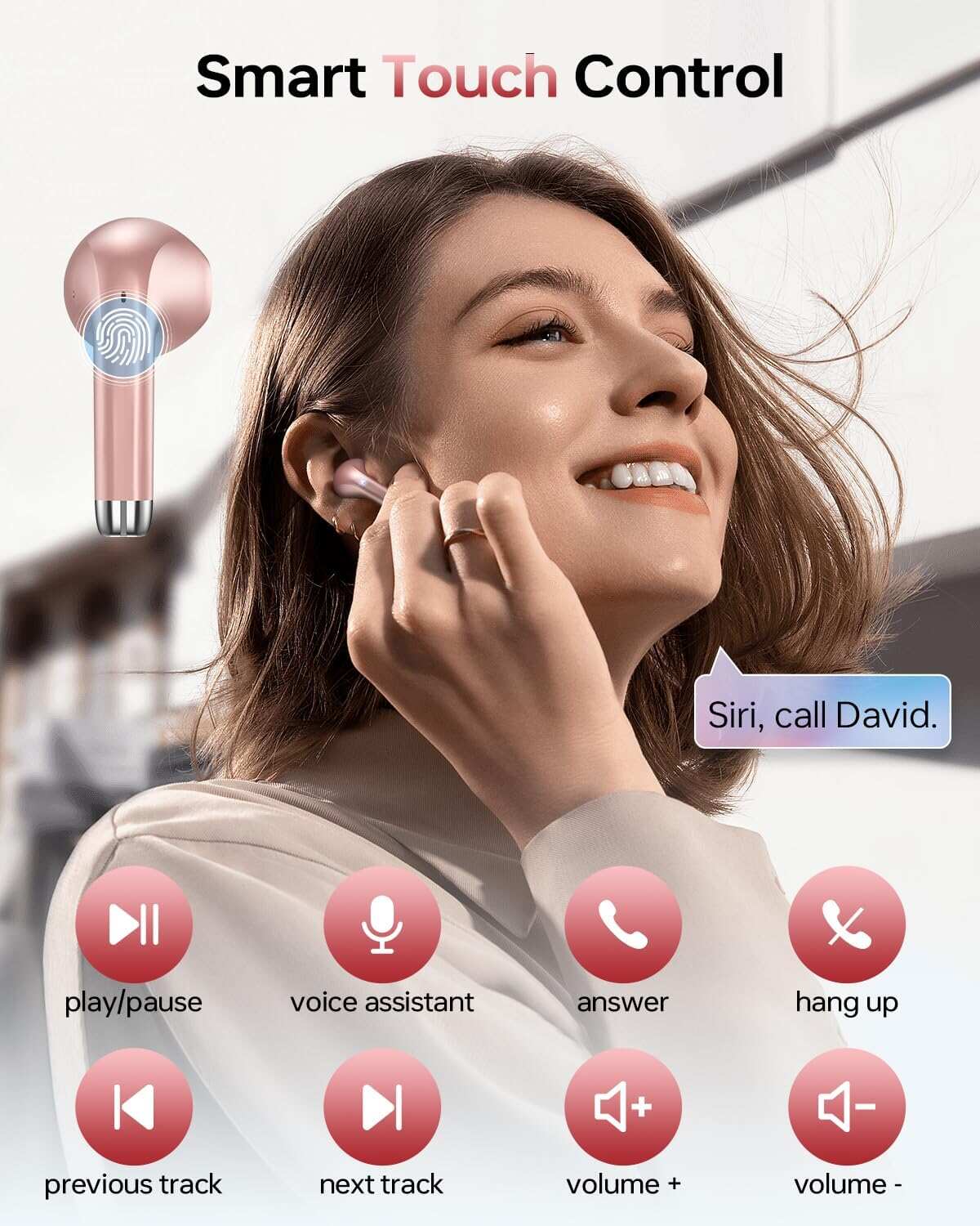 Wireless Earbuds, Bluetooth 5.3 Headphones 40Hrs Playtime with Charging Case, IPX5 Waterproof Stereo in-Ear Earphones with Microphone for iOS Android Cell Phone Sports Workout, Black