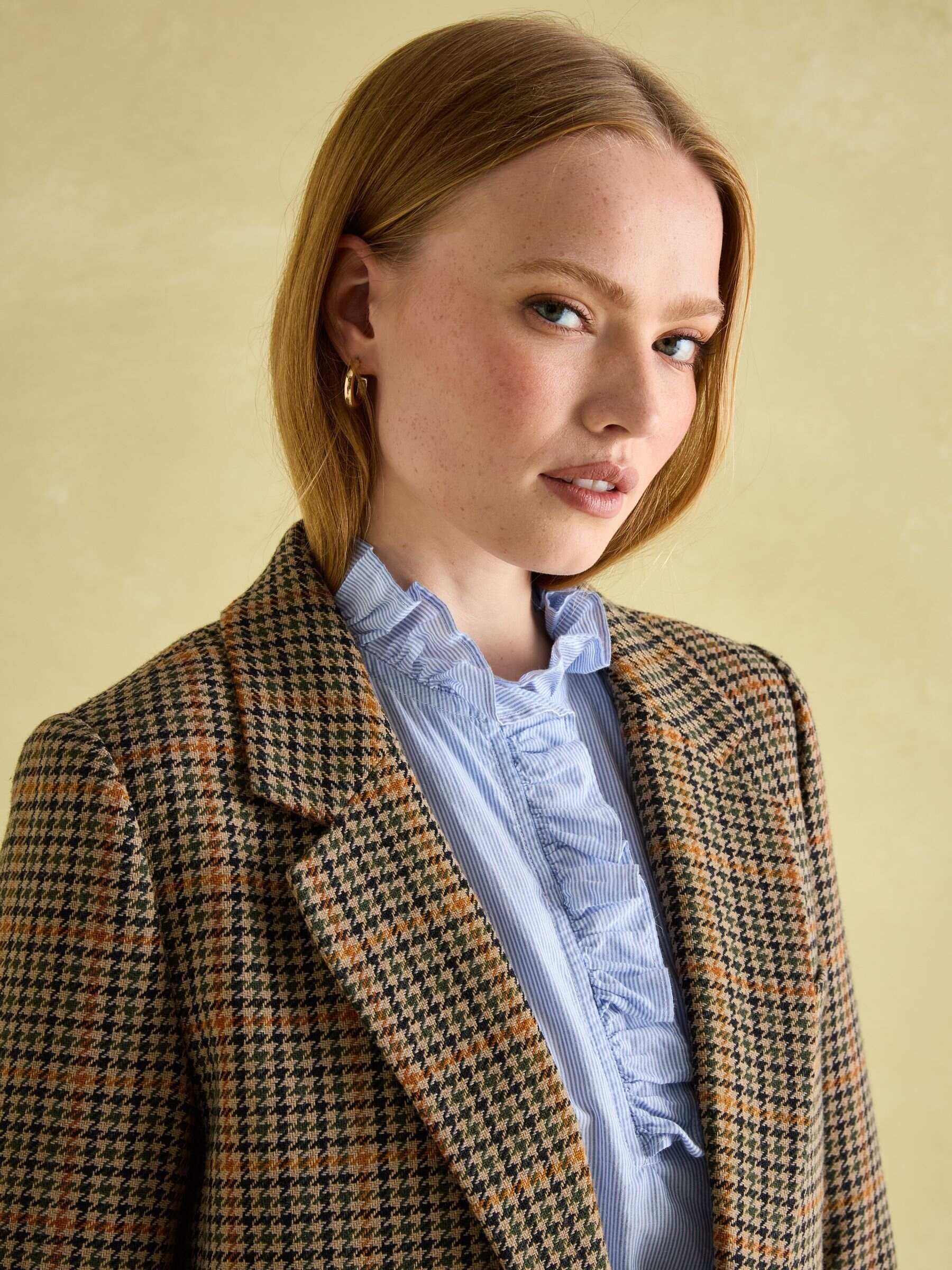 Hackmore Brown Check Relaxed Fit Wool Blend Tweed Blazer