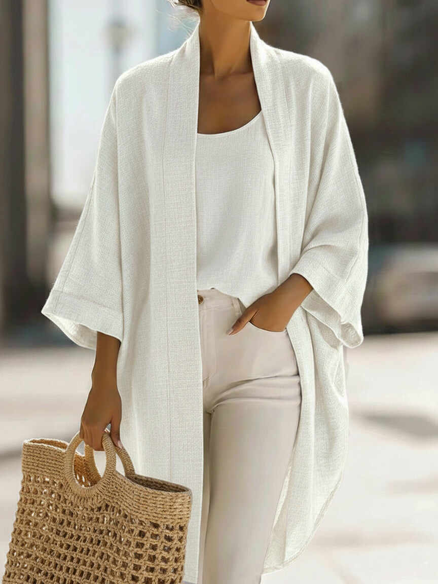 🔥Summer Arrivals🌟Cozy Minimalist Loose Cardigan And Vest Linen Set