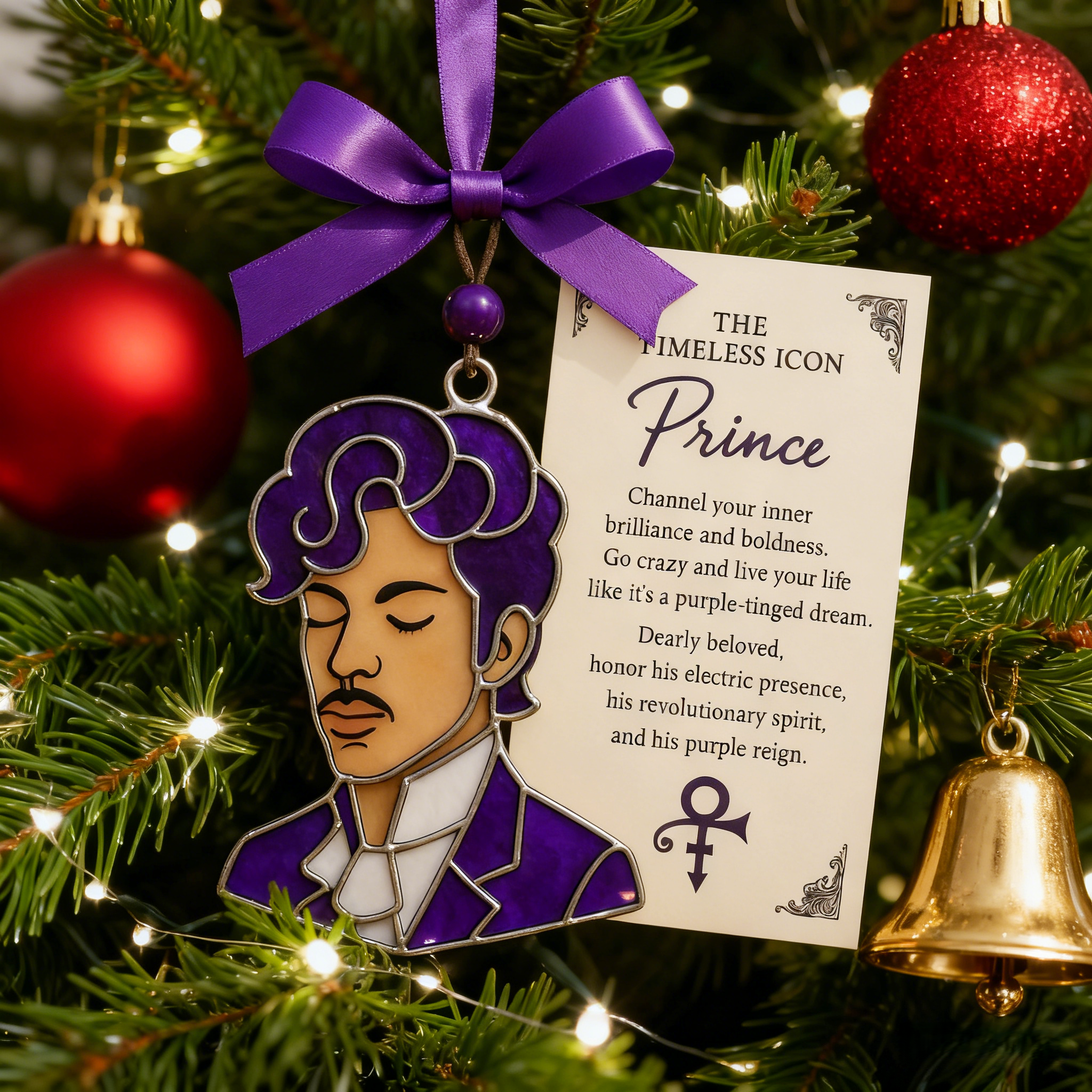 Prince “Purple Reign” Stained-Glass Ornament