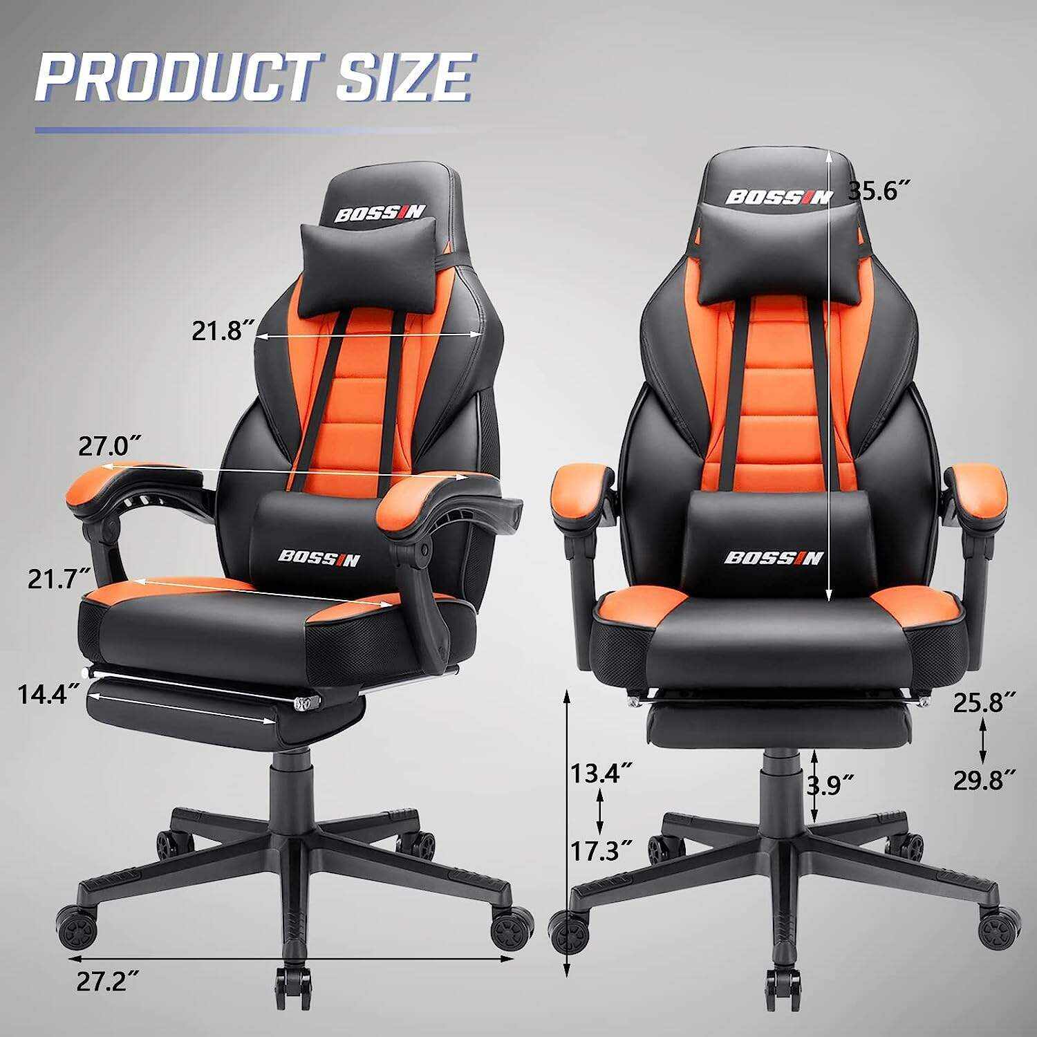 LEMBERI Video Game Chairs with footrest,Gamer Chair for Adults,Big and Tall Gaming Chair 400lb Capacity,Gaming Chairs for Teens,Racing Style Gaming Computer Chair with Headrest and Lumbar Support