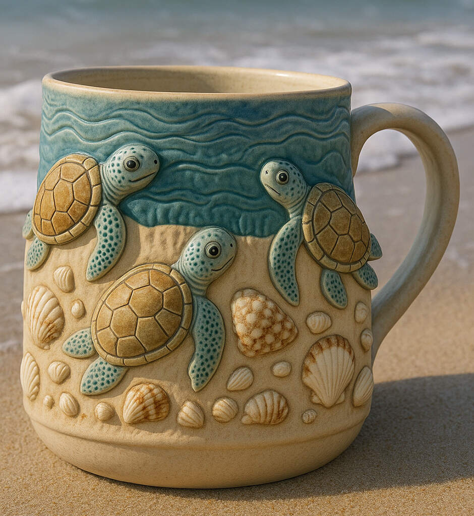 SEA TURTLE RELIEF CERAMIC MUG