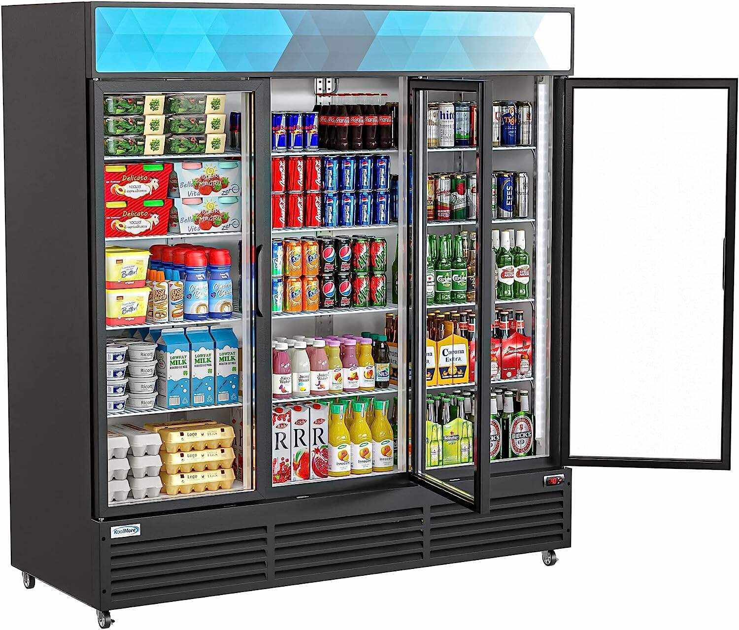 KoolMore Commercial One Glass Door Display Upright Beverage Refrigerator Cooler Merchandiser - 12 Cu. Ft [Black] (MDR-1GD-12C)