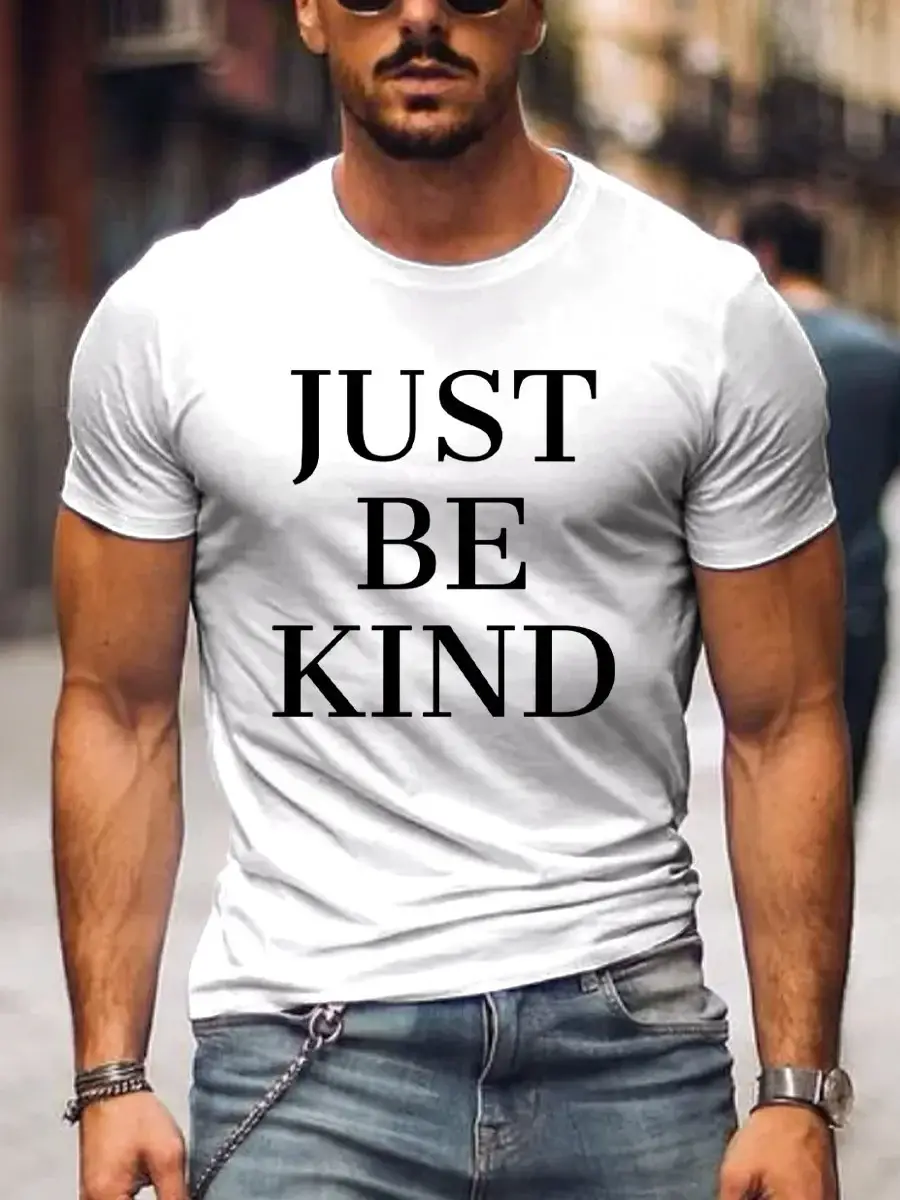 Men's Just Be Kind Art Print Casual T-Shirt