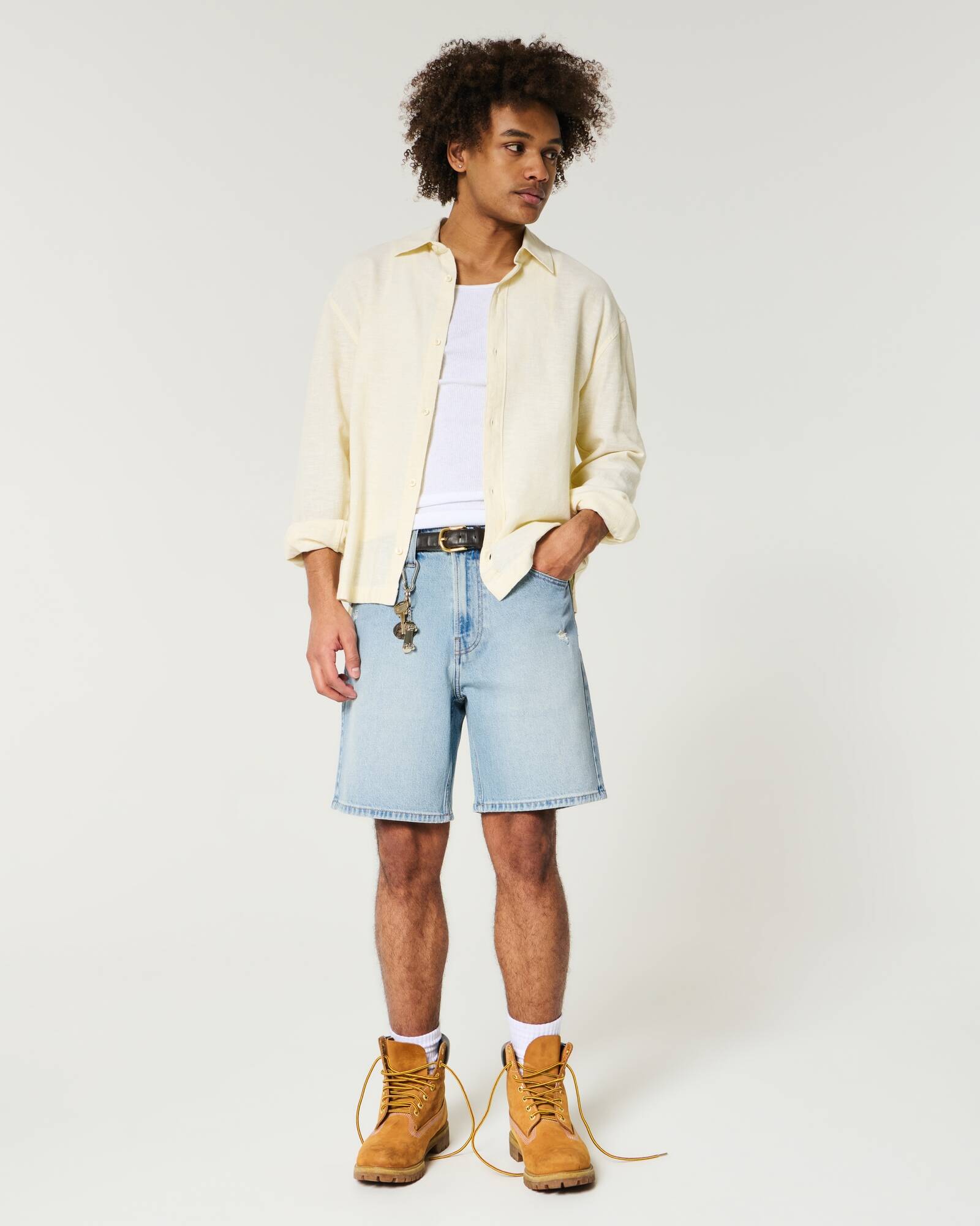 Above-the-Knee Loose Denim Shorts