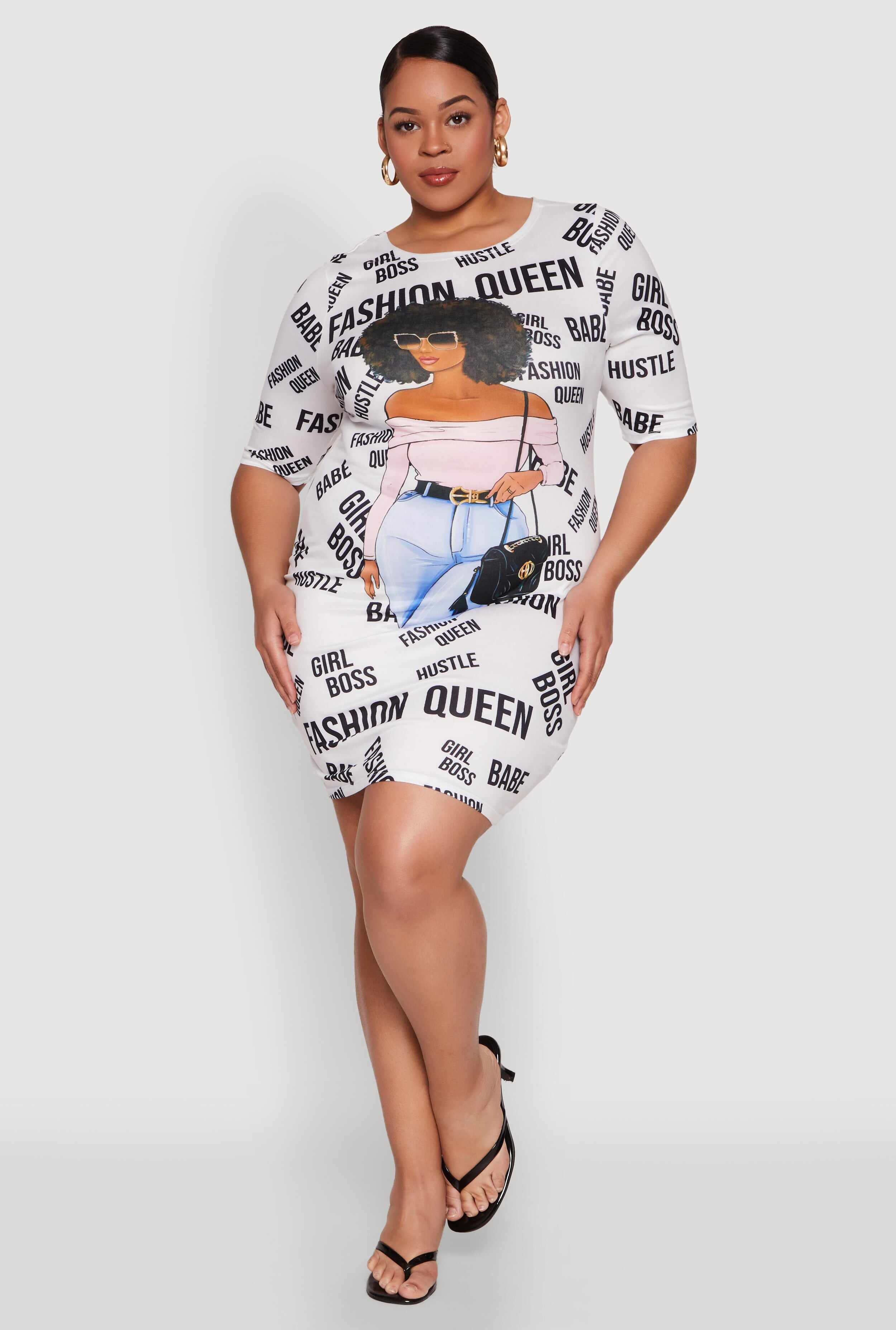 Plus Size Fashion Queen Graphic Dress
