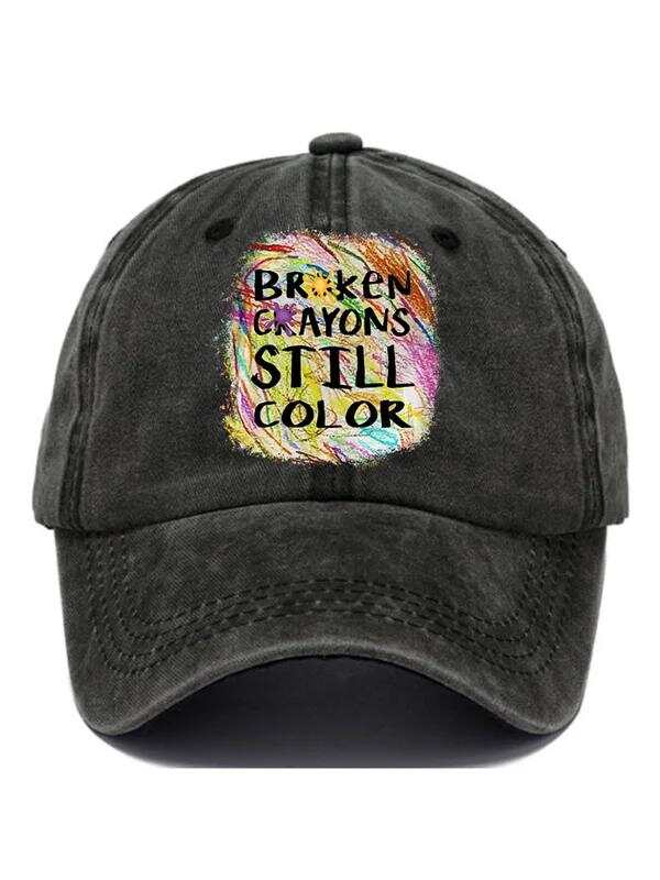 Broken Crayons Still Color Mental Health Awareness Suicide Prevention Pattern Casual Print Hats