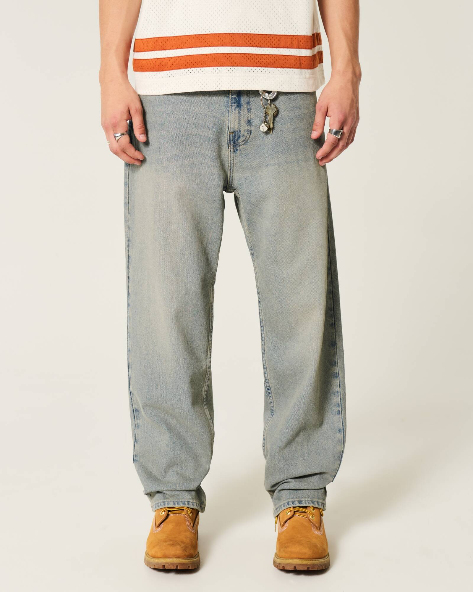 Railroad Stripe Baggy Painter Jeans