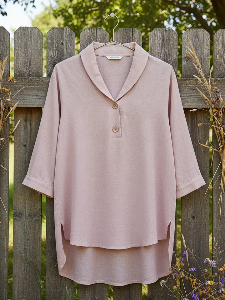 🔥Summer Arrivals🌟Retro Cozy Notch Lapel Linen Shirt Top
