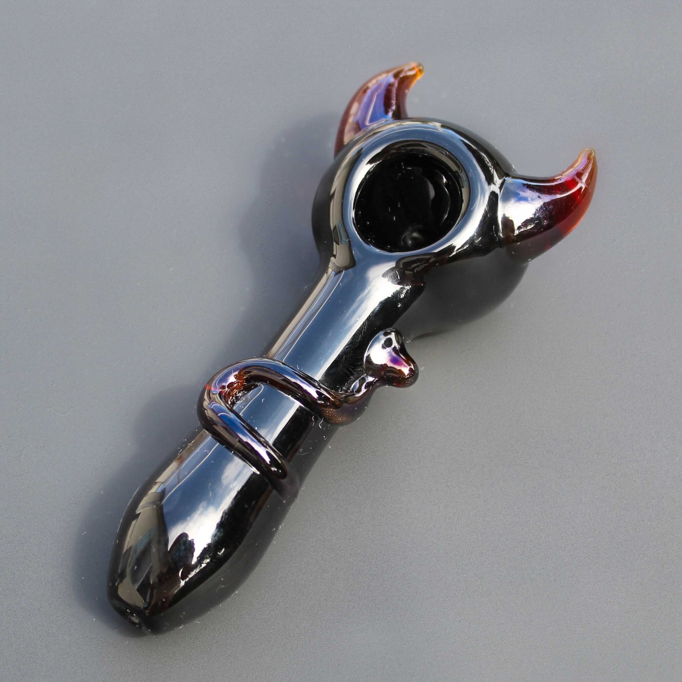 😈Red Devil Glass Pipe Unique Handmade