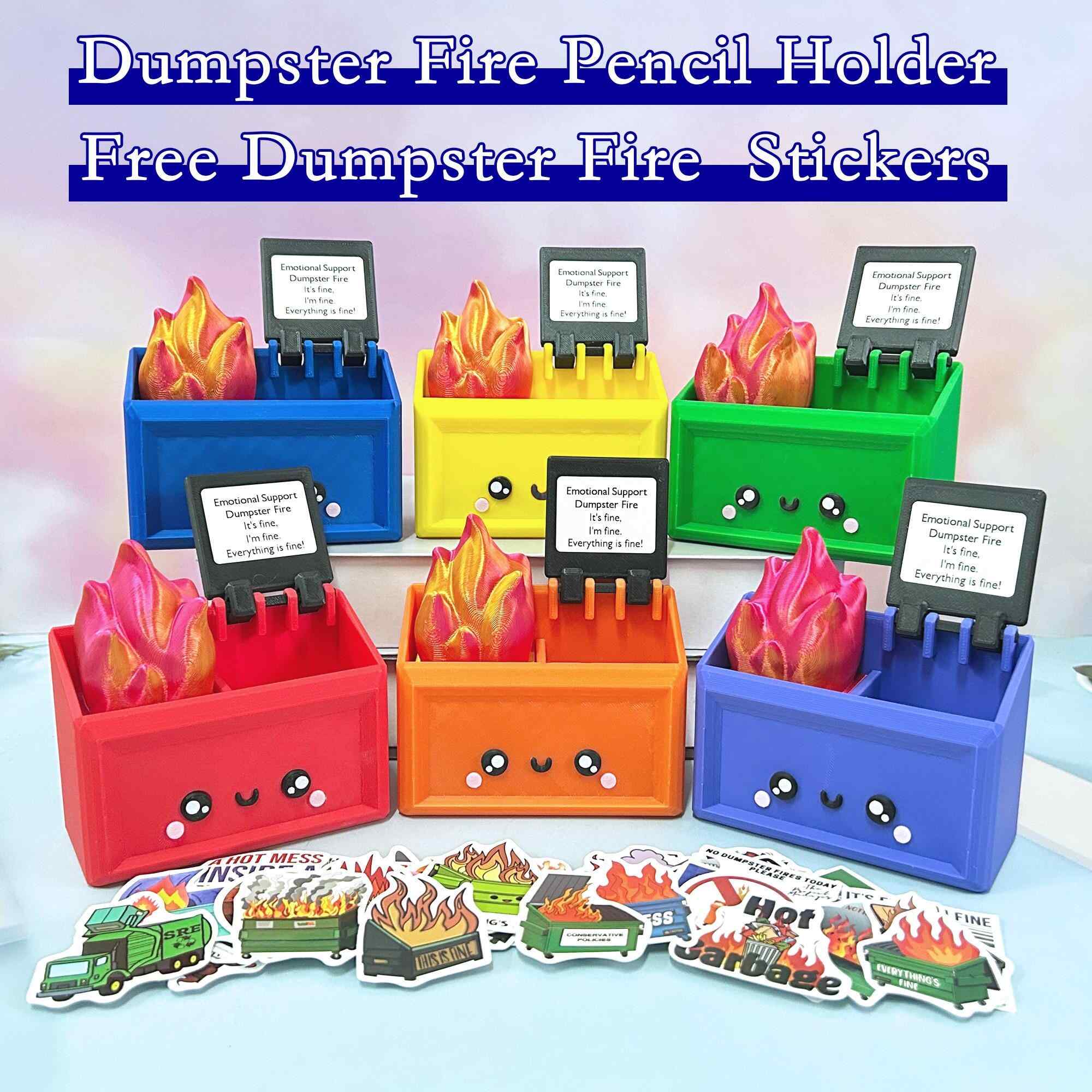 Dumpster Fire Desk Accessories Pen Holder