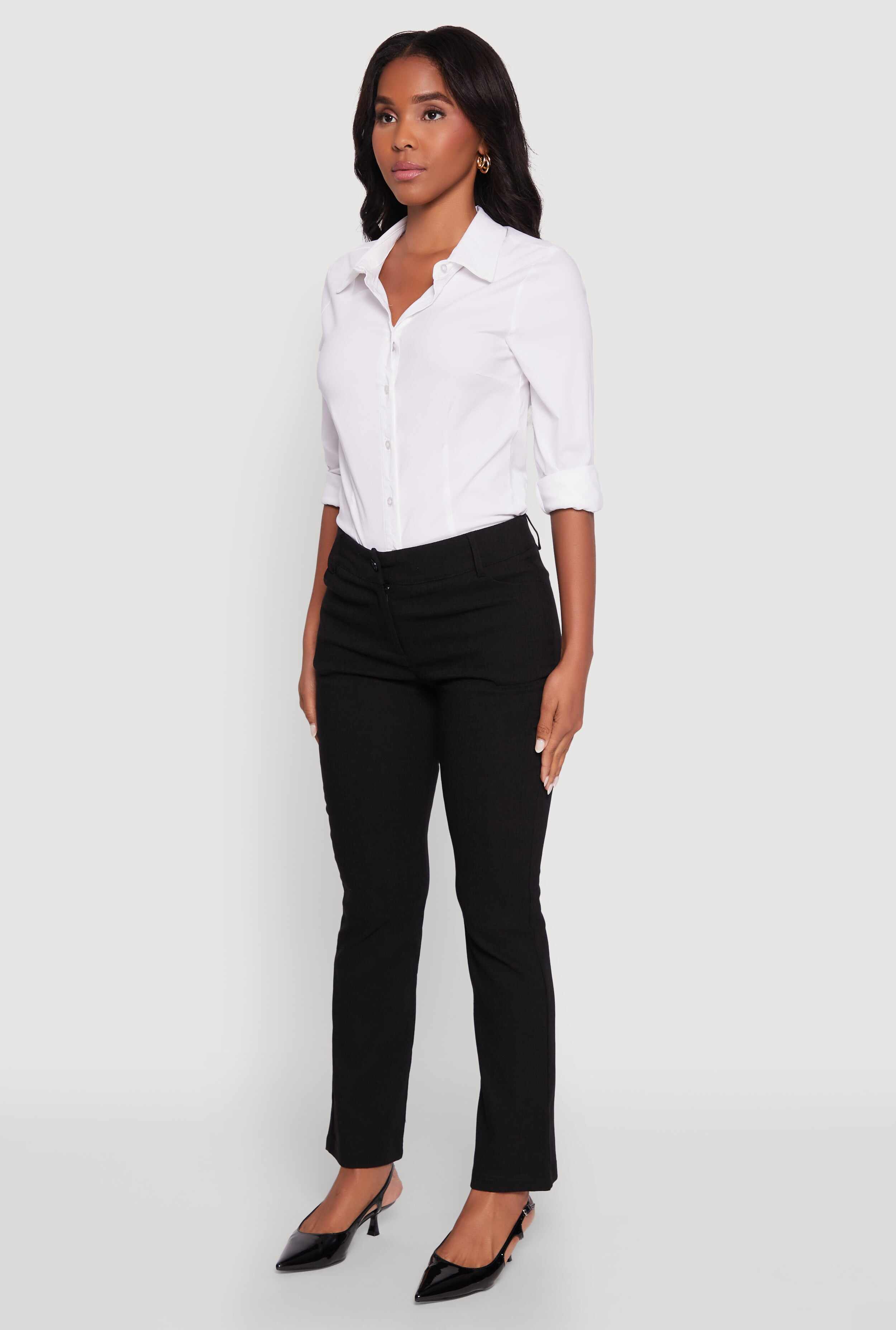 Solid Slim Leg Dress Pants