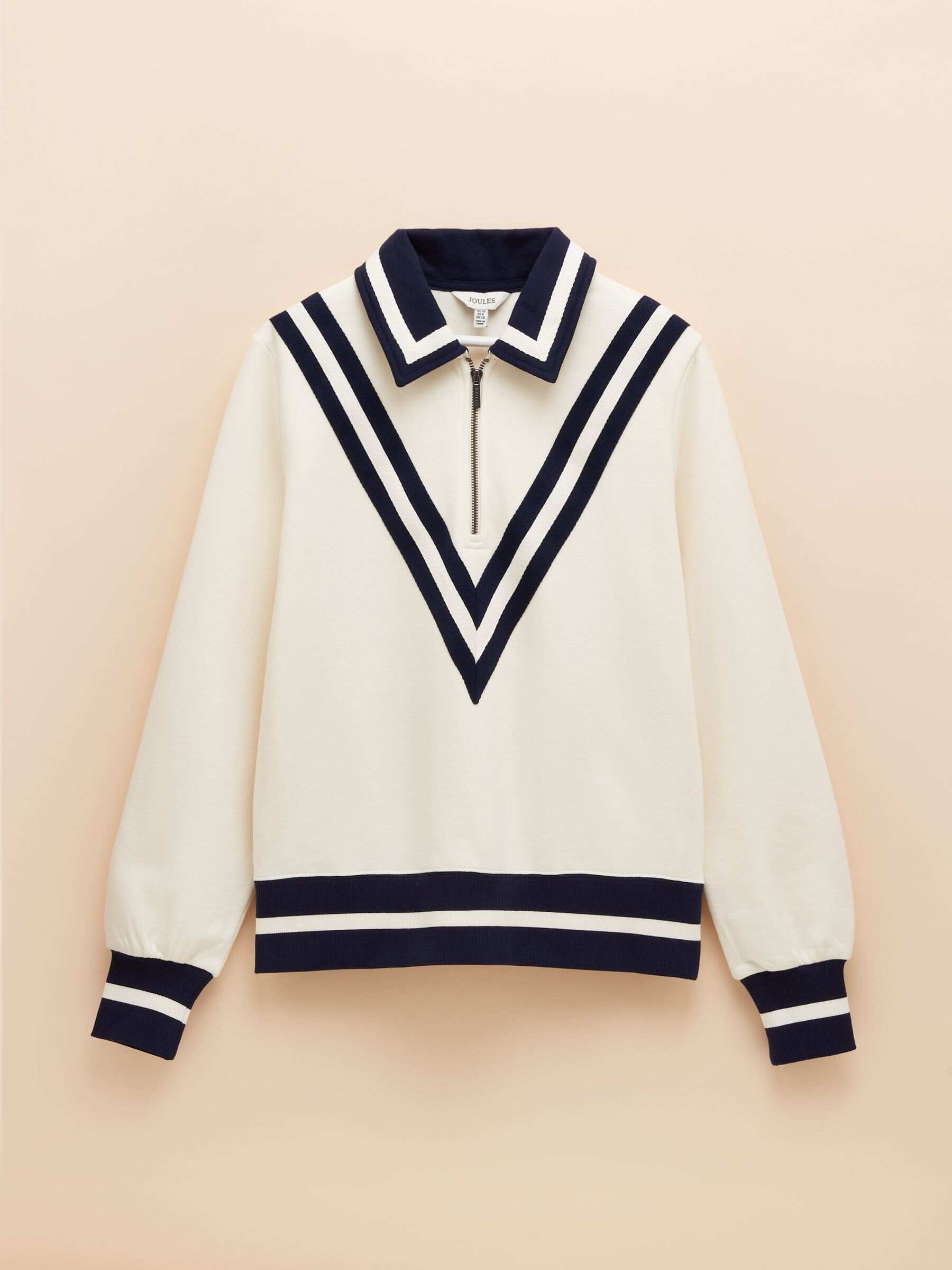 Dawlish Cream Quarter Zip Cotton Sweatshirt
