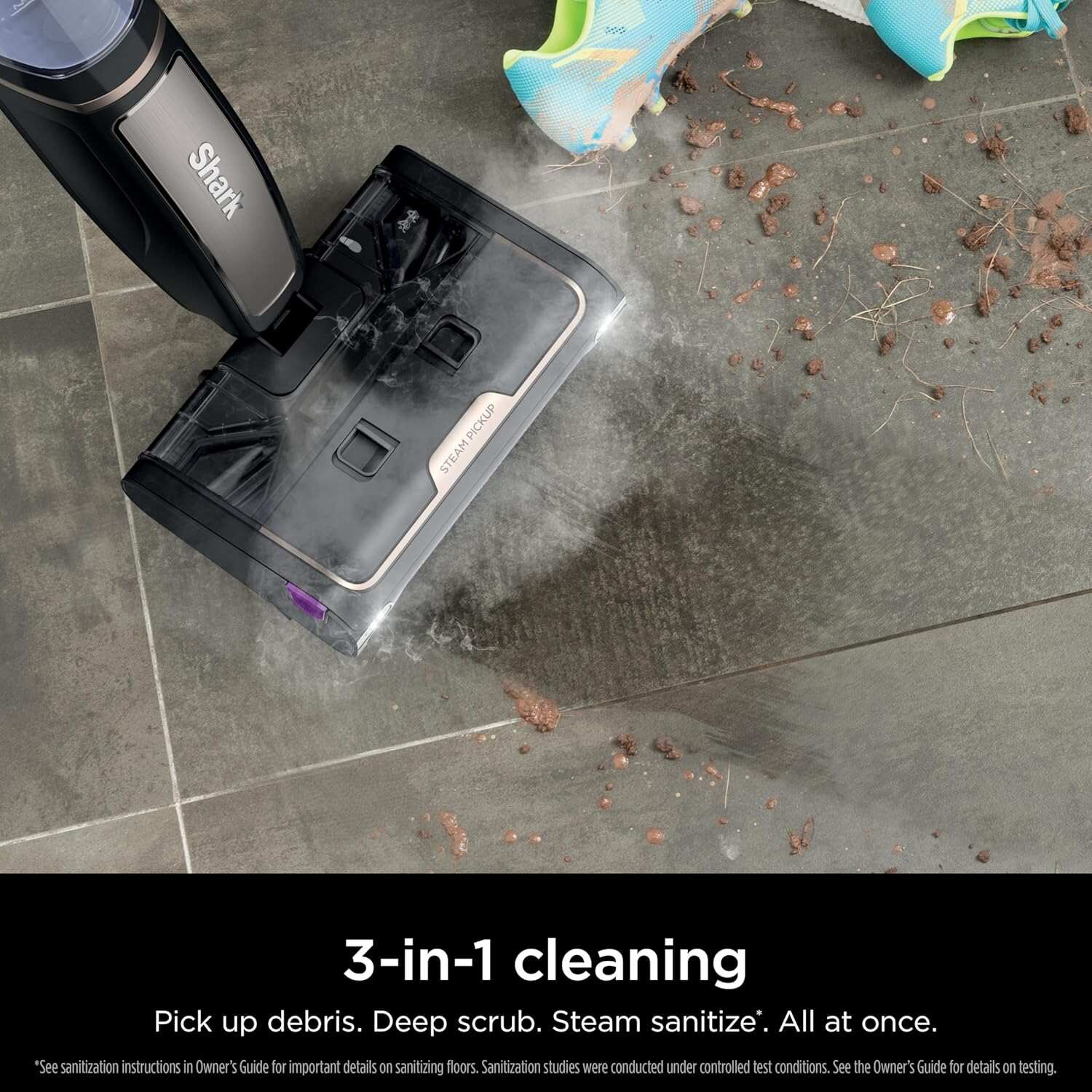 SD201 Steam Pickup 3-in-1 Steam Mop Picks Up Debris, Deep Scrubs, & Steam Sanitizes All At Once, Lightweight Steam Cleaner for Home w/Sealed Hard Floors like Hardwood, Tile & Laminate (Renewed)