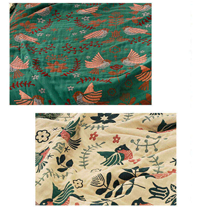 Boho Breathable Flower Bird Reversible Quilt