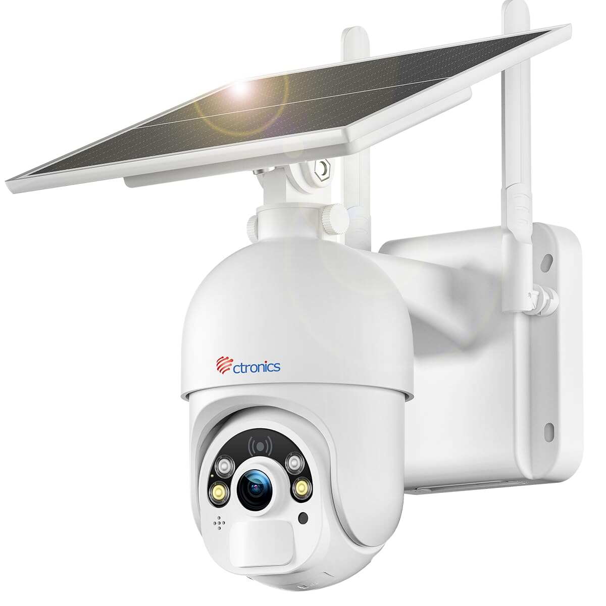 Ctronics 5MP Solar Security Camera Outdoor Wireless, 6W Solar Panel, Sound-Light Alarm, PC/Phone Remote Control, Color Night Vision