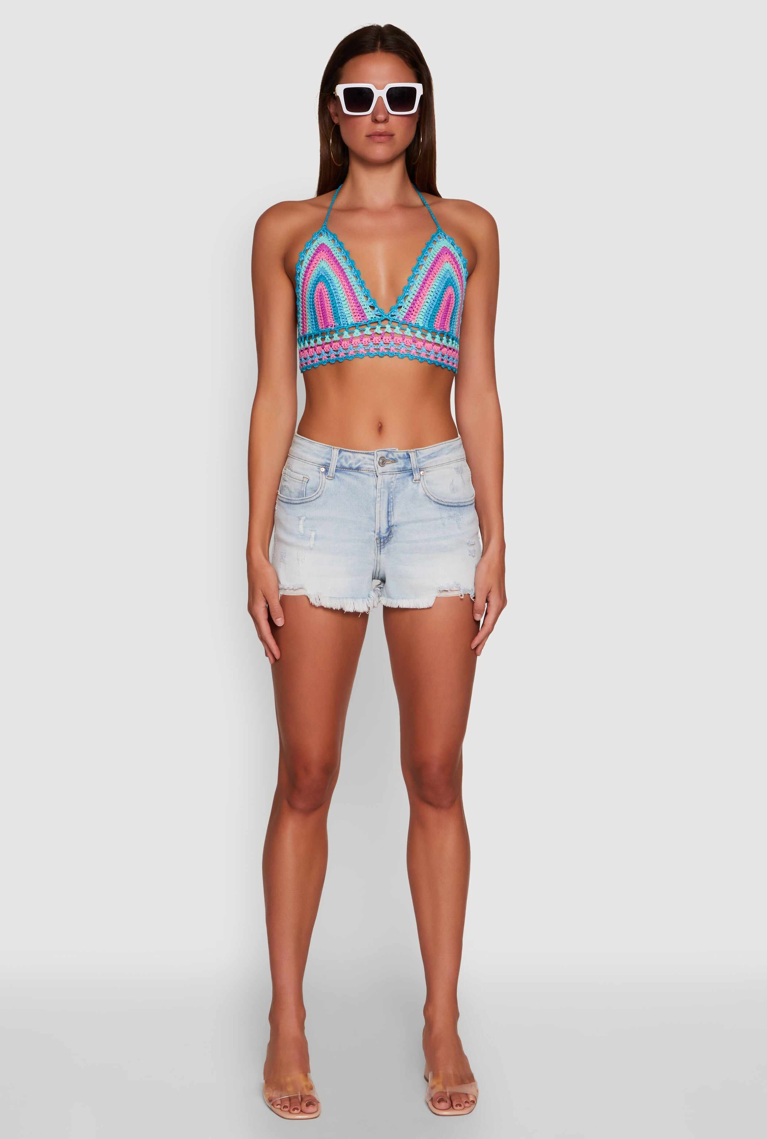 Trendy Crochet Cropped Halter Top