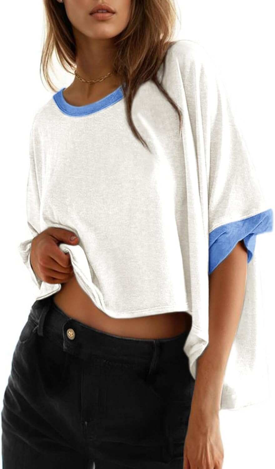 🔥 Last Day For Clearance!Summer Shirts 2026 Womens Solid T Shirts for Women Loose Oversized Tops Basic Tee