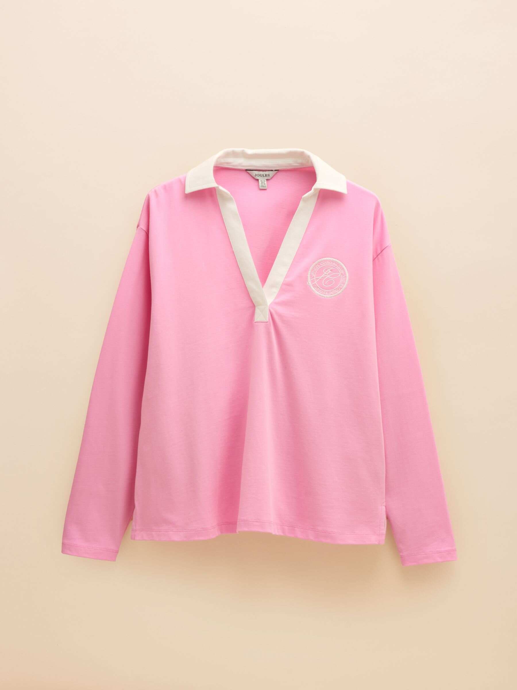 Tallie Pink Long Sleeve Combed Cotton Collared Top