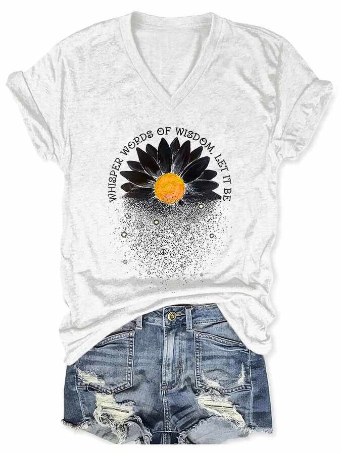 Whisper Words Of Wisdom Let It Be Print V-neck T-Shirt