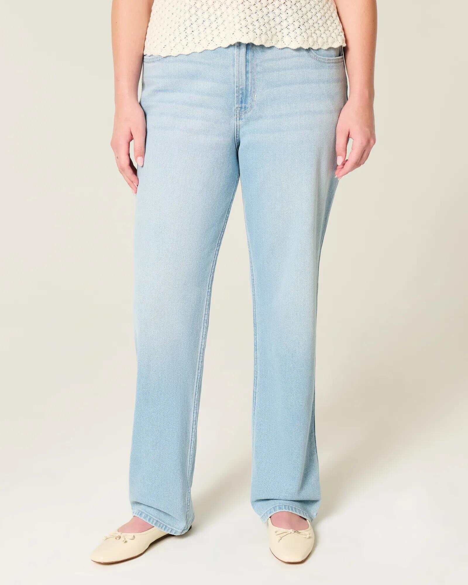 High-Rise Washed Black Straight Jeans