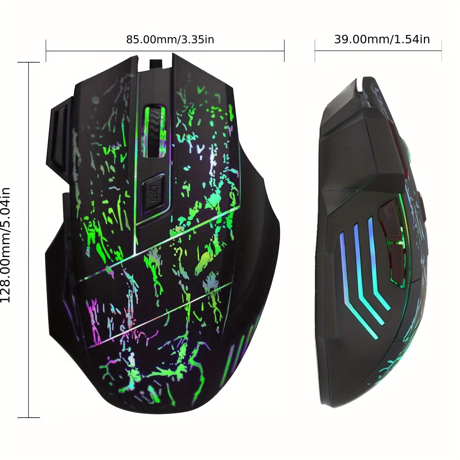 HXSJ Exploding Cracked Rainbow Light Gaming Mouse, A Gaming Mouse With Seven Buttons, Capable Of Reaching Up To 3200dpi.