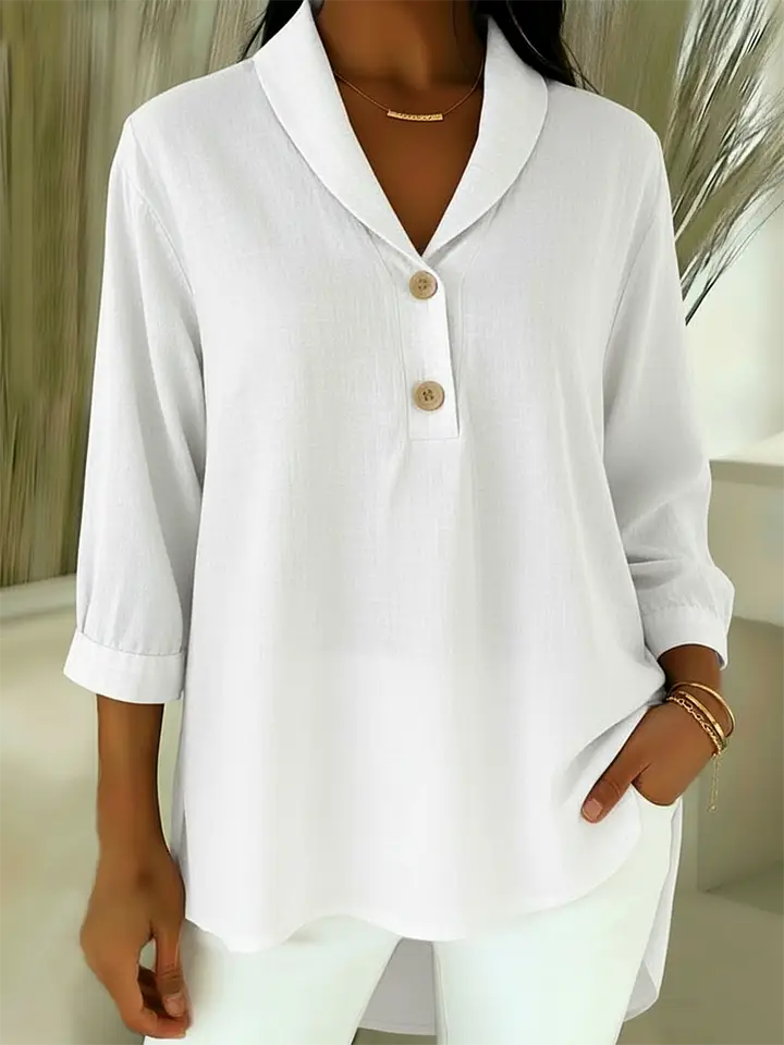 🔥Summer Arrivals🌟Retro Cozy Notch Lapel Linen Shirt Top