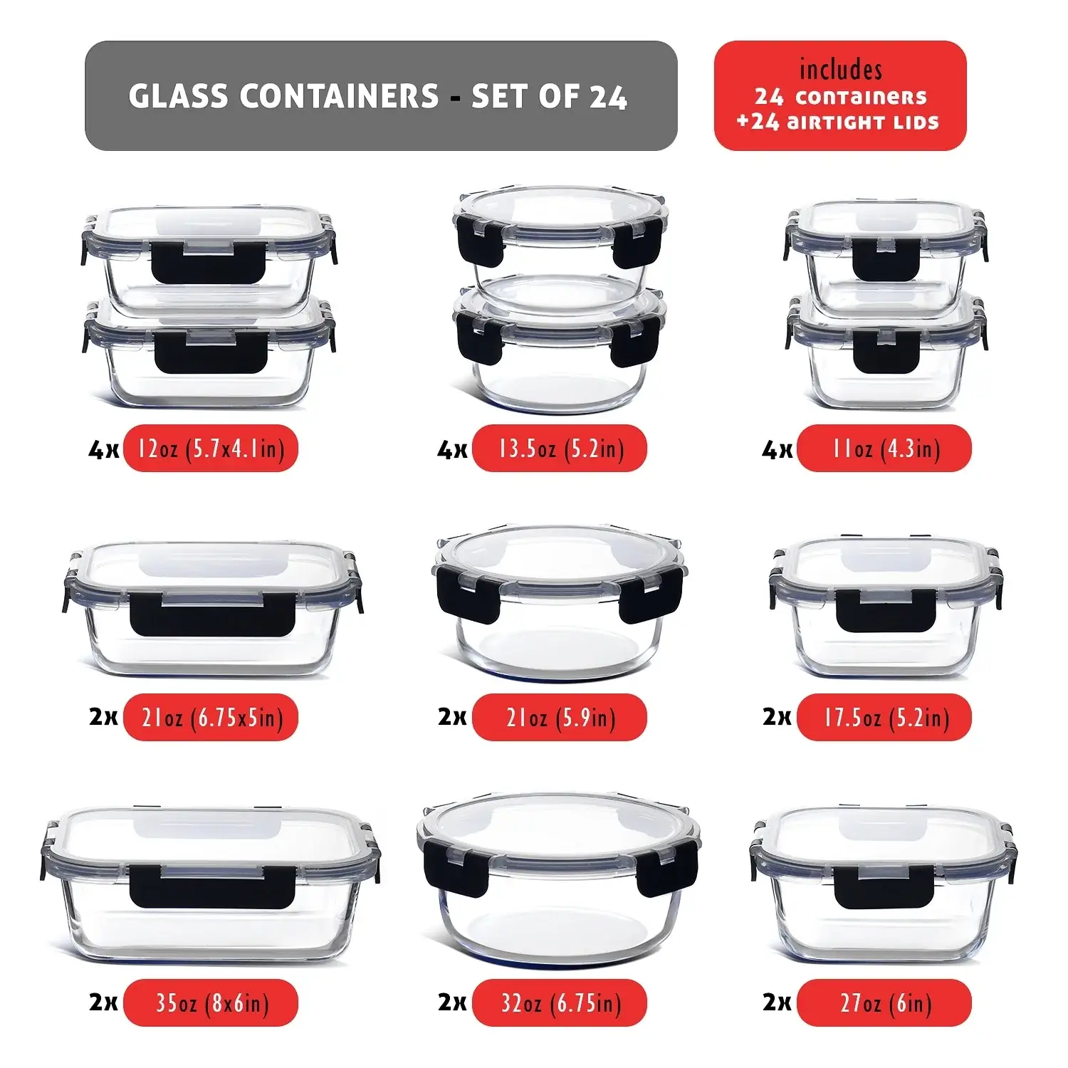 Eatex Glass Food Storage Containers with Lids