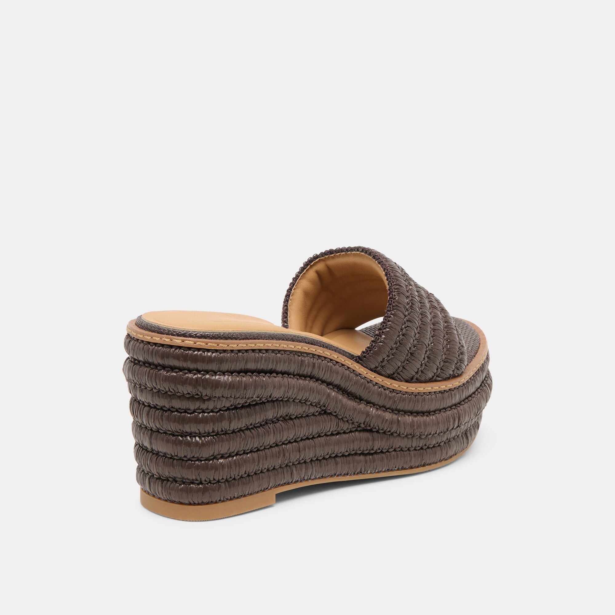 THRONE WIDE WEDGES CHOCOLATE RAFFIA
