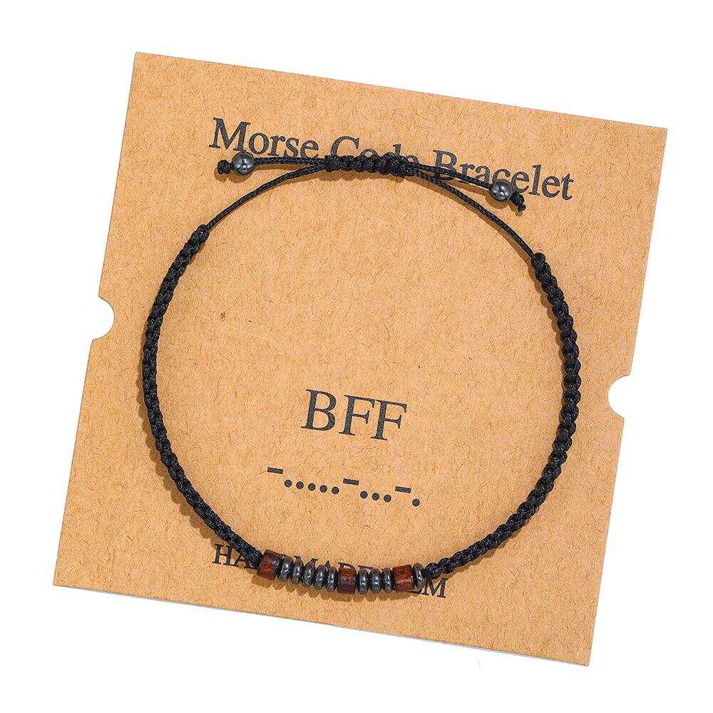 Women's Men's Unisex Morse Code Alphanumeric Weave Couple Bracelet