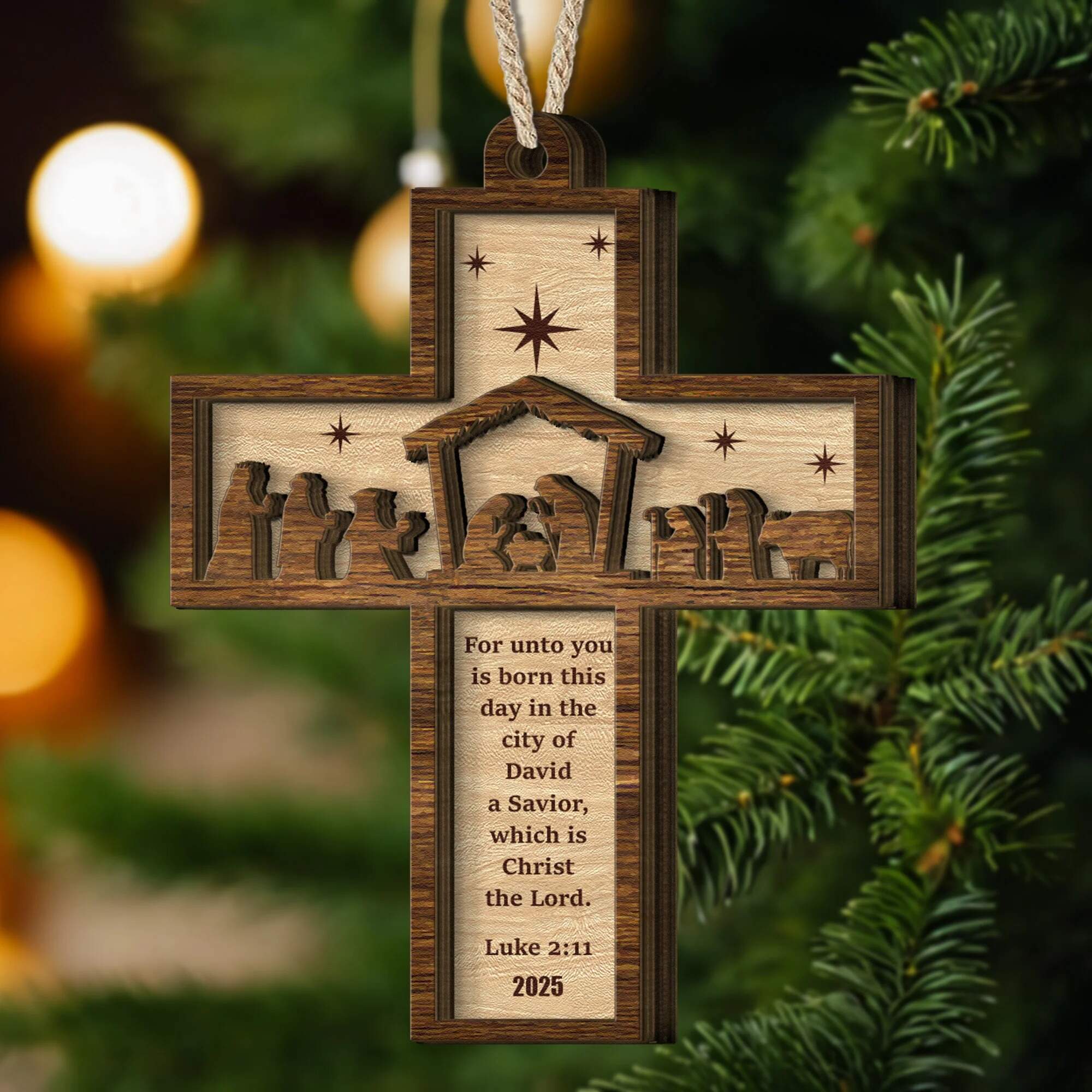Nativity Cross Ornament 2025