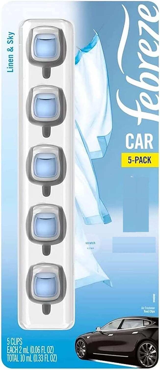 Febreze Car Air Fresheners, New Car Scent, Odor Eliminator for Strong Odors Car Vent Clips (2 Count)