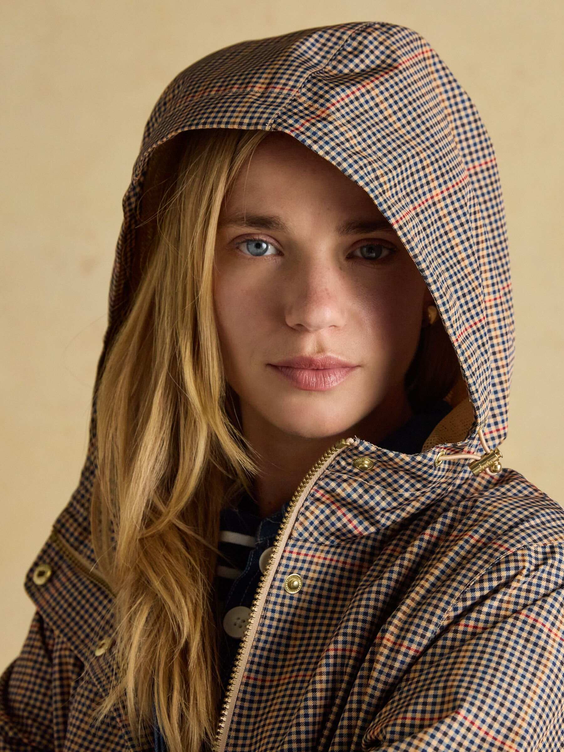 Holkham Brown Check Waterproof Packable Raincoat With Hood