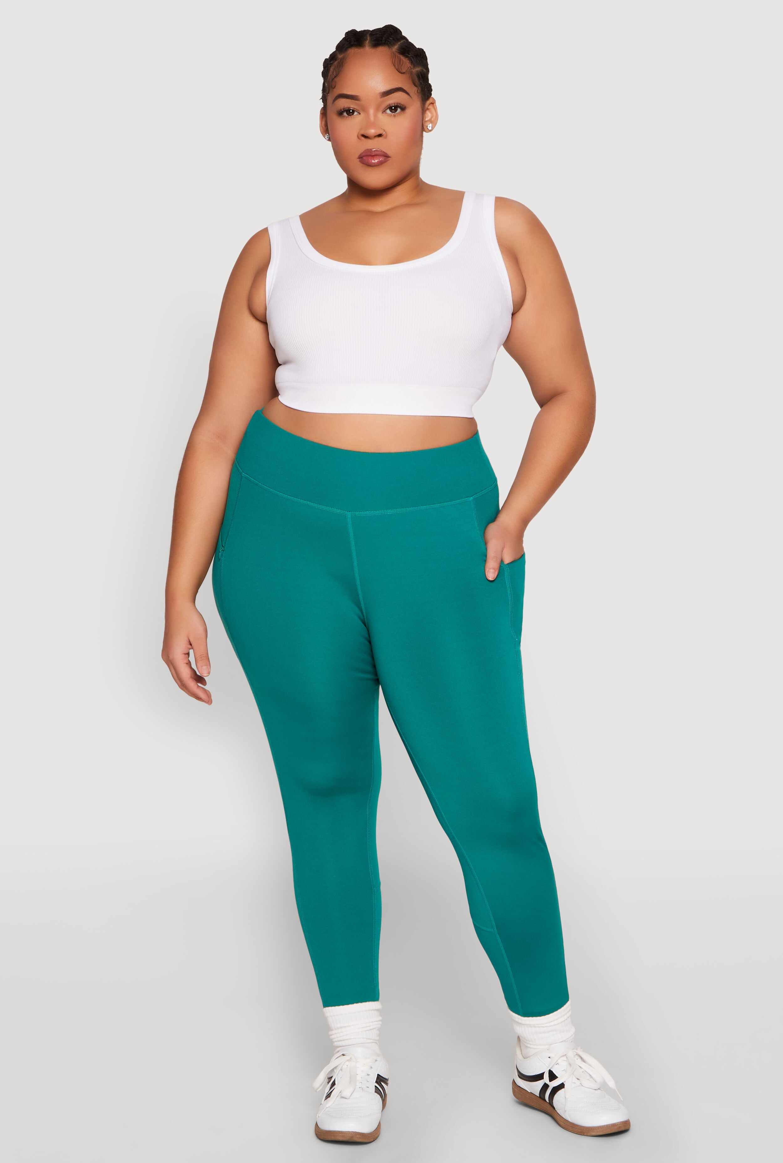 Plus Size Side Zip Pocket Leggings