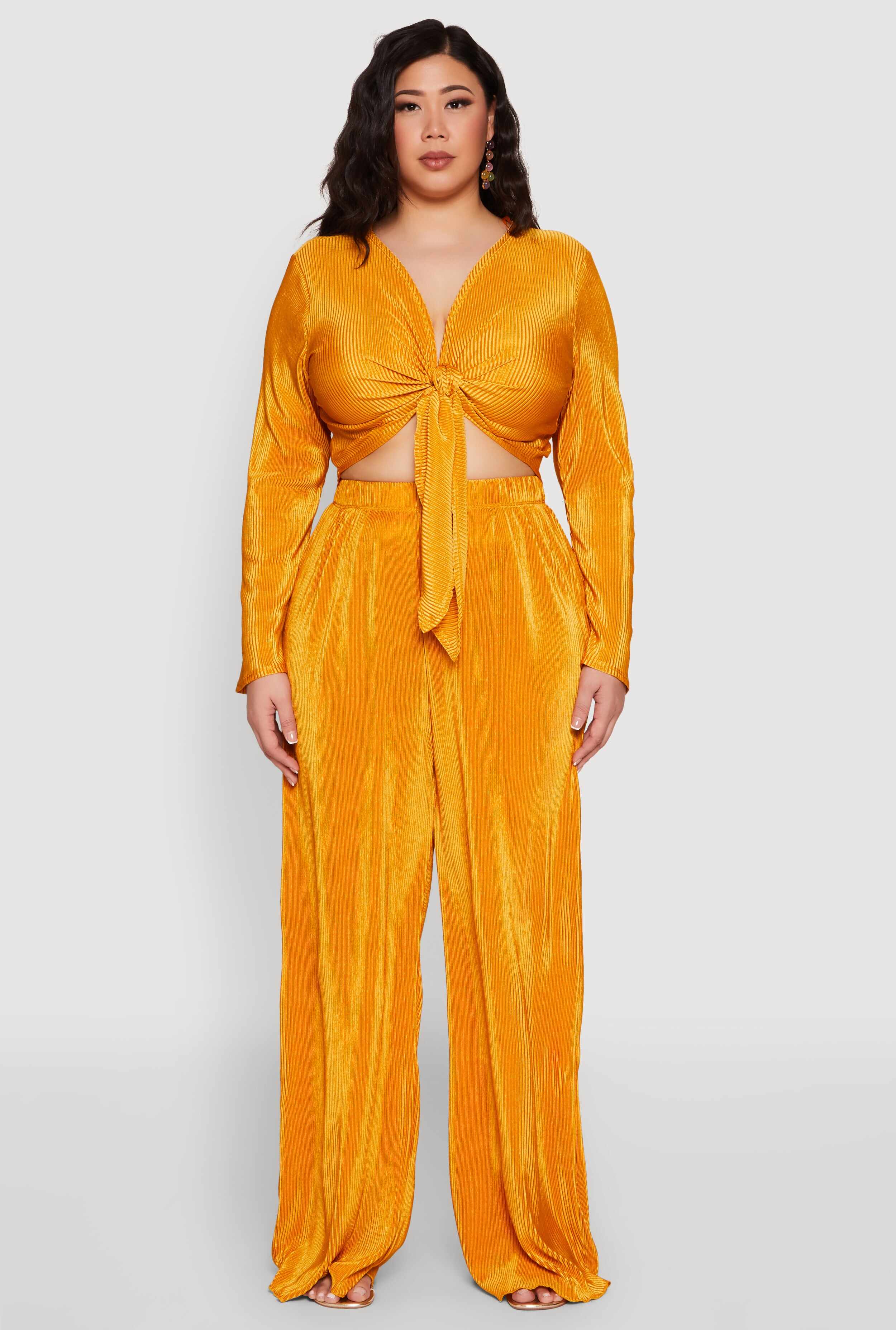 Plus Size Plisse Palazzo Pants