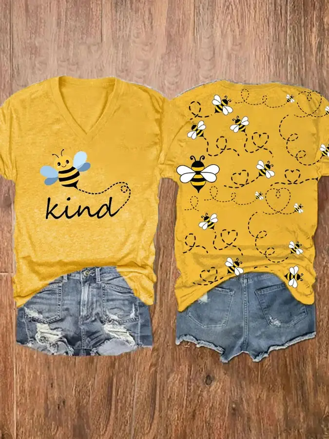 Bee kind Print Casual T-shirt