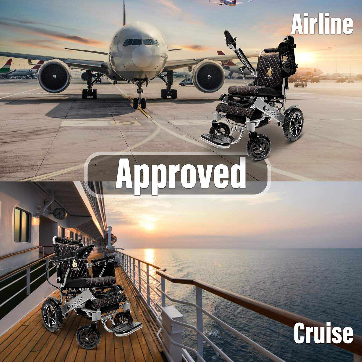 MALISA Electric Wheelchair for Adults, Portable All Terrain Lightweight Wheelchairs, Foldable Motorized Power Wheel Chair, Leather Seat (17.5