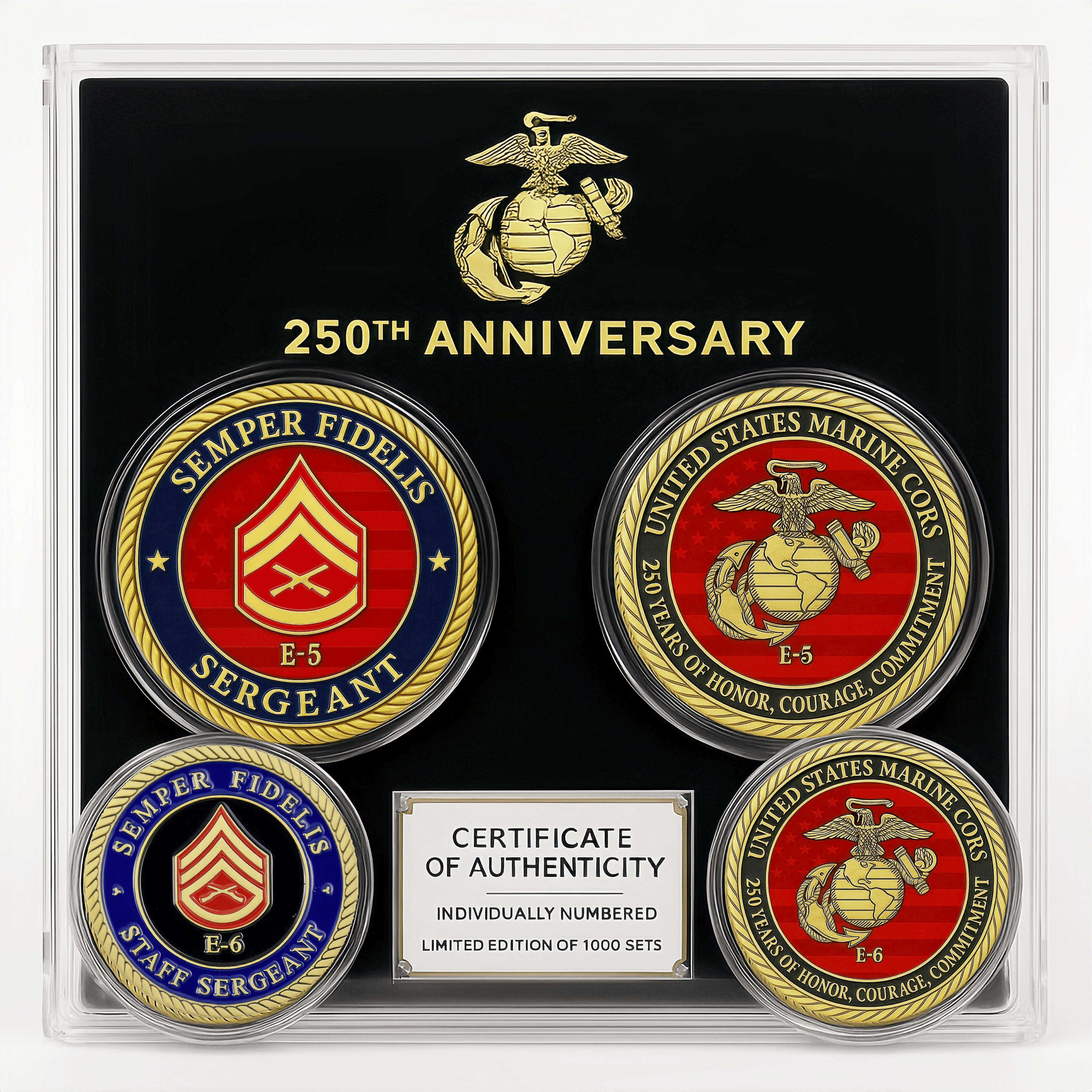 USMC E-5 & E-6 Honor Service Commemorative Coins | 250th Anniversary Limited Edition