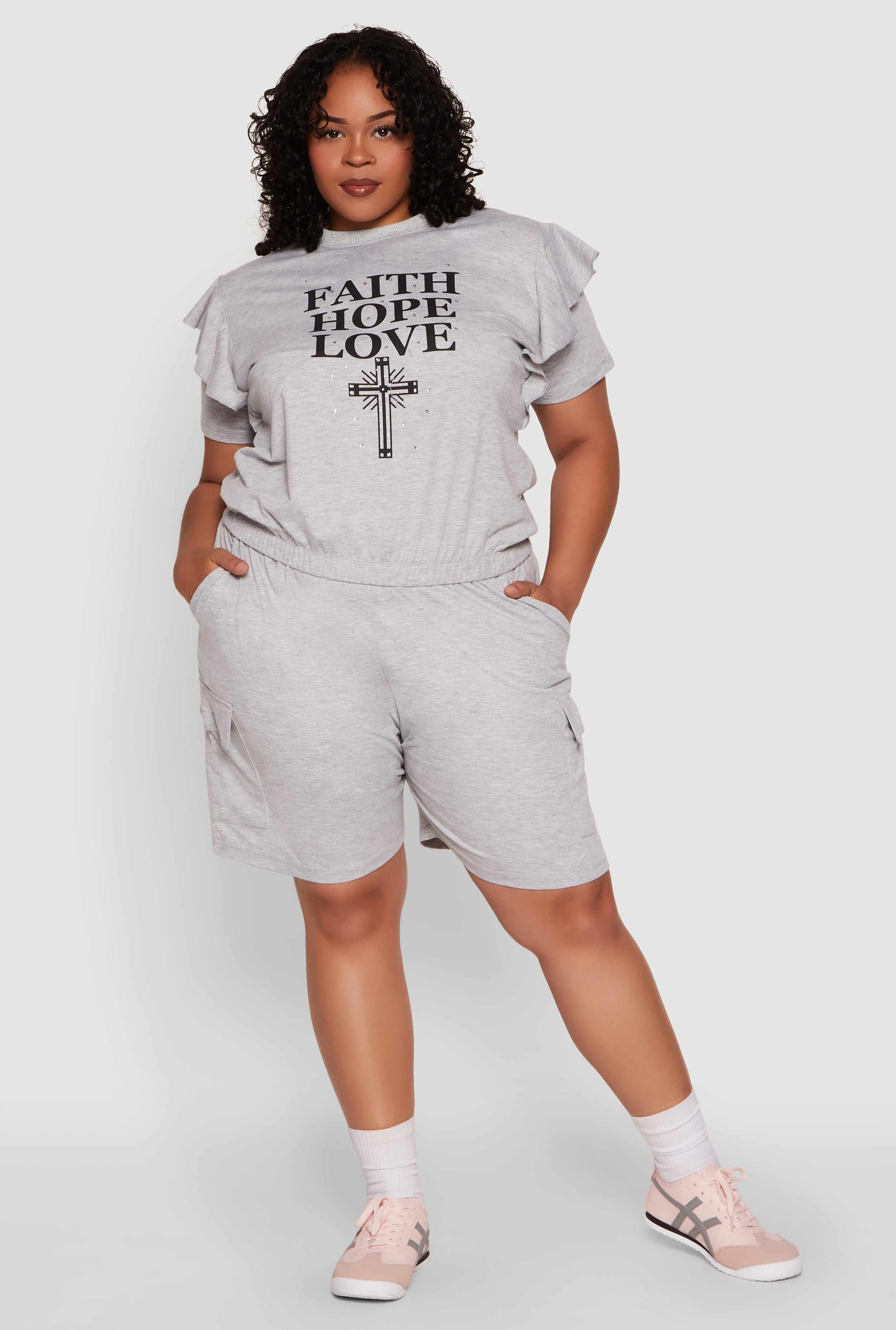 Plus Size Drawstring Cargo Pocket Sweatshorts
