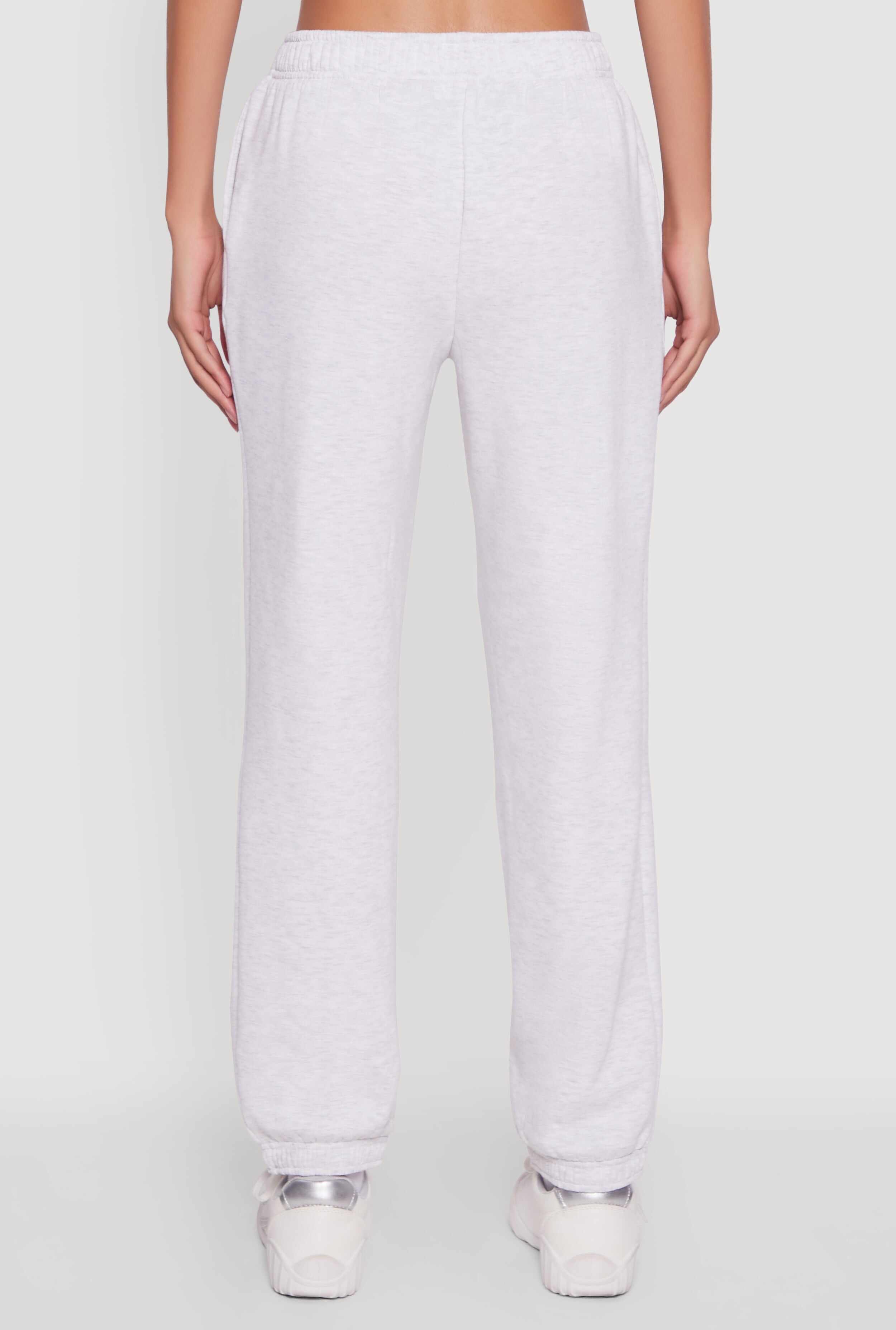 High Waisted Fleece Lined Elastic Waist Joggers