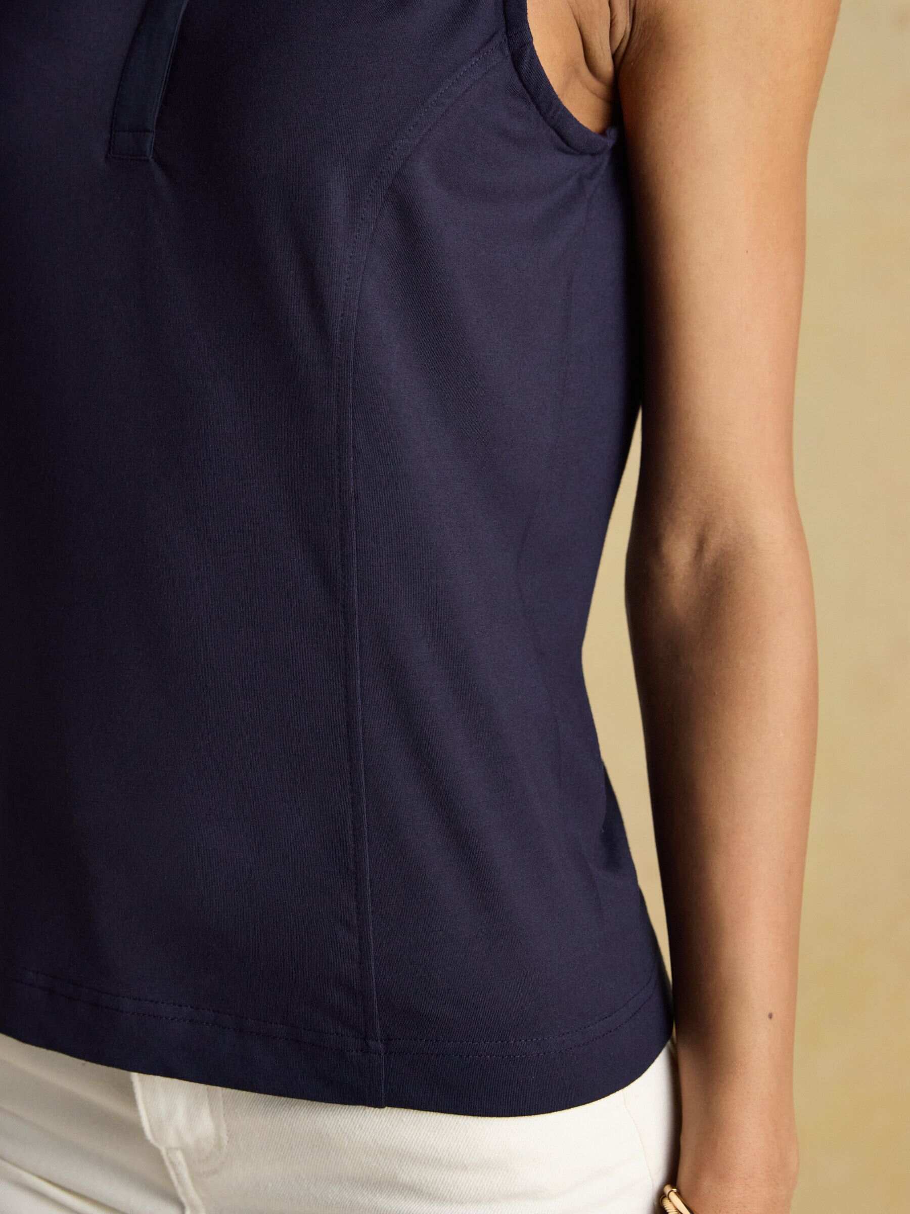 Kate Navy Sleeveless Frill Neck Top