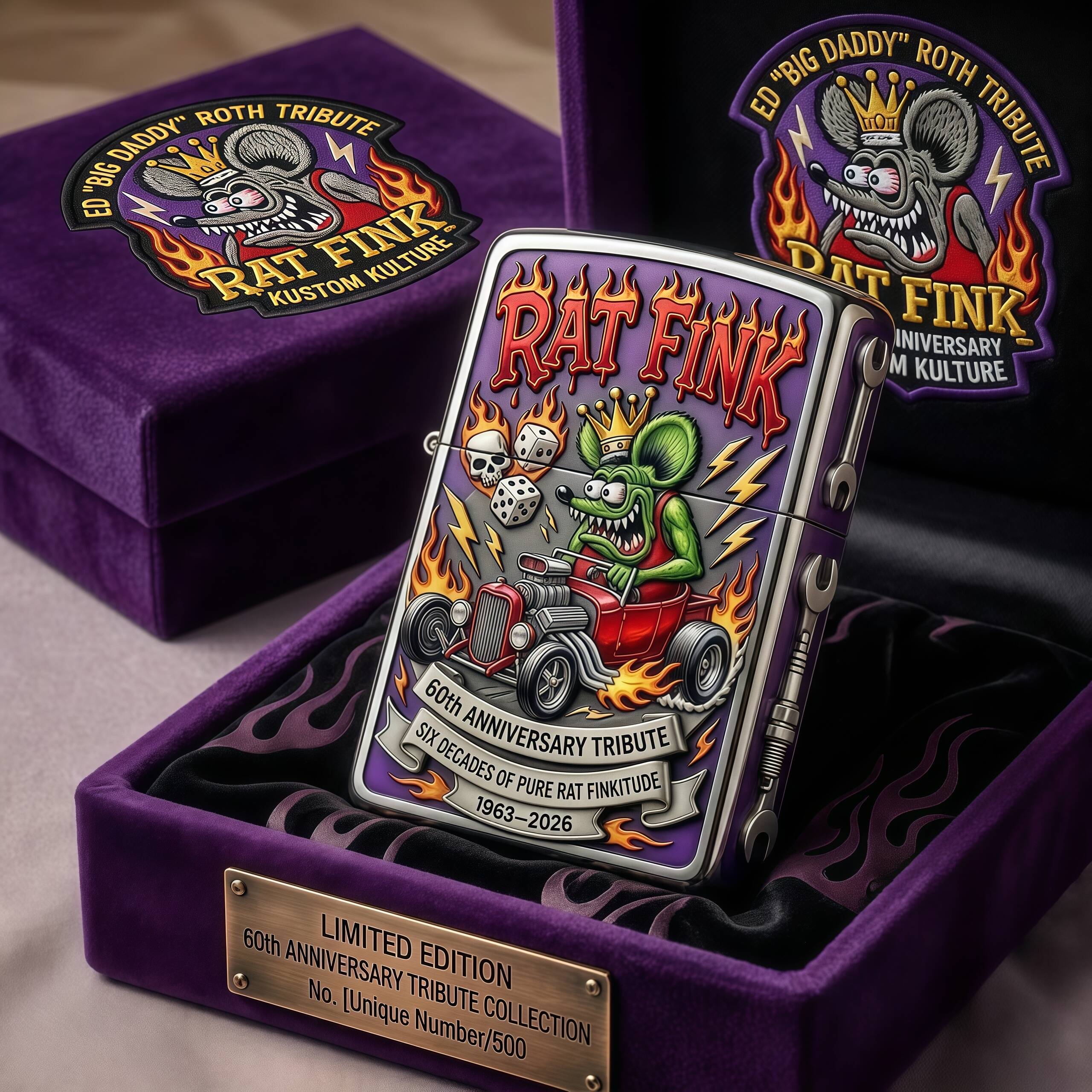 🎁Rat Fink 60th Anniversary Limited Edition Kustom Kulture Lighter🔥