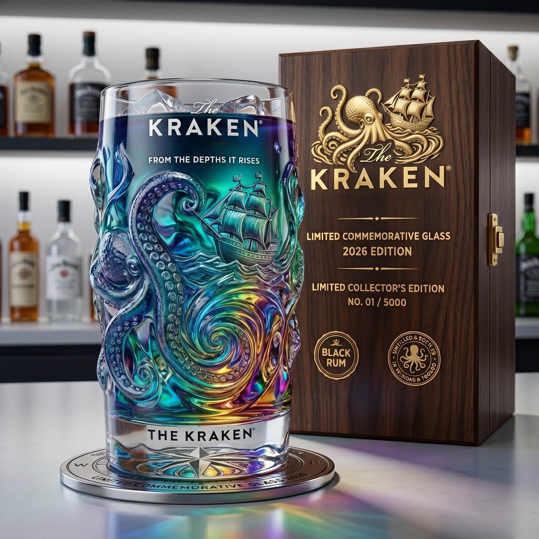 The Kraken 2026 Limited Collector's Edition Holographic Relief Commemorative Glass