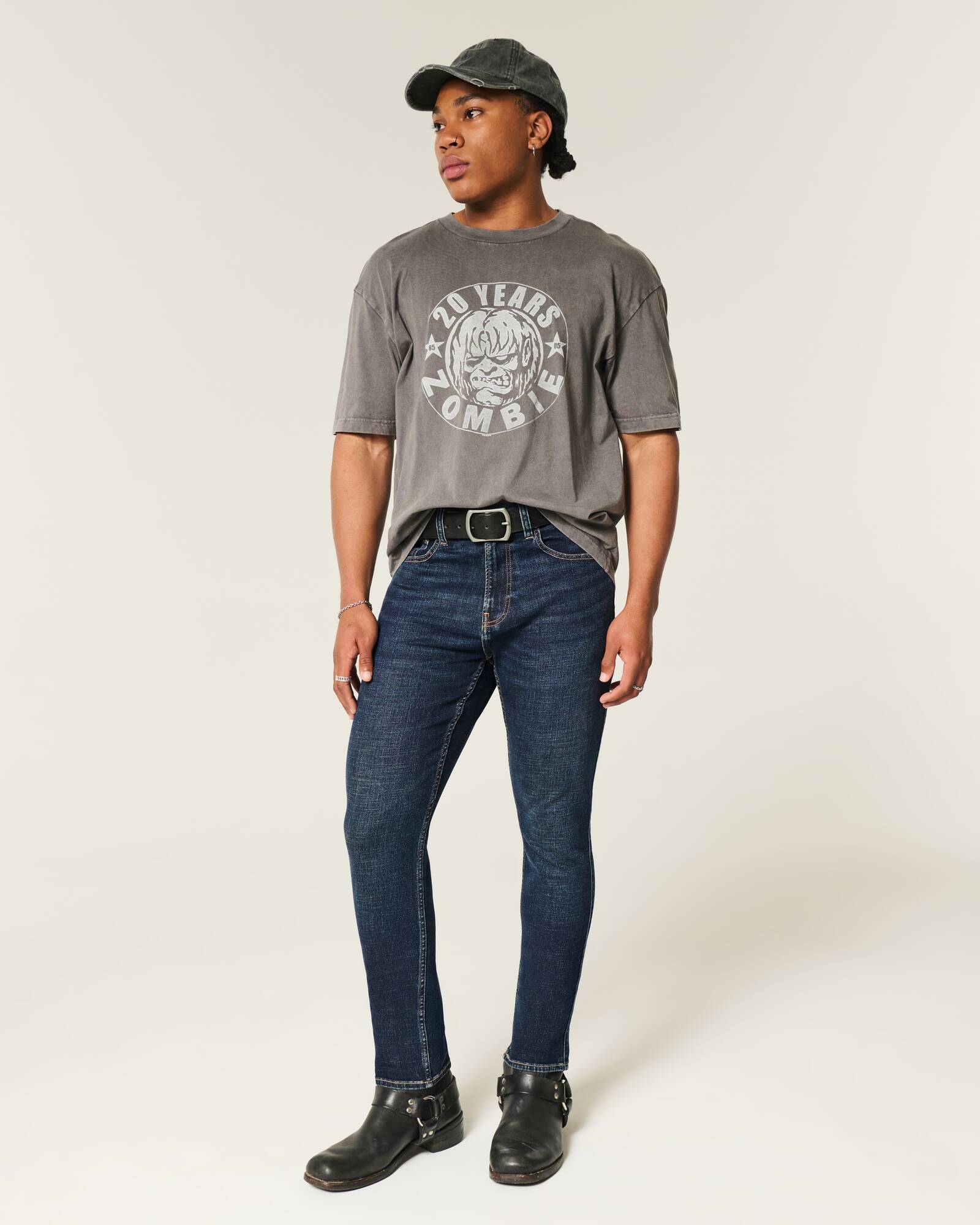 Washed Black Athletic Skinny Jeans